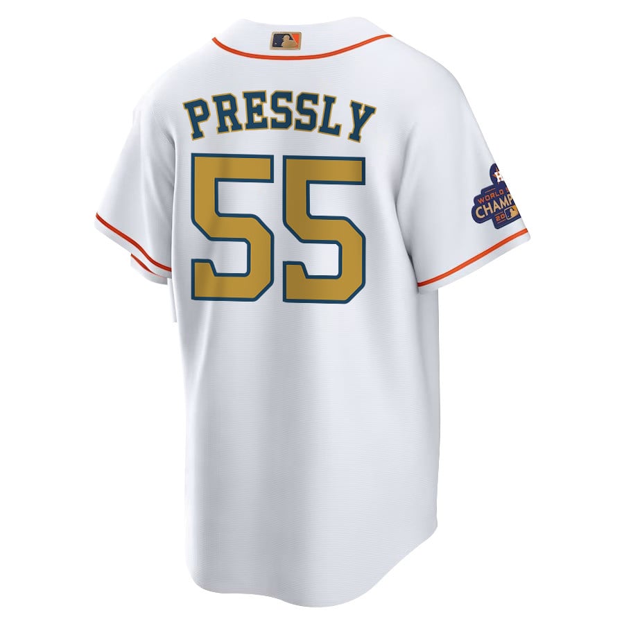 Ryan Pressly 55 Houston Astros 2023 Men Jersey - White/Gold
