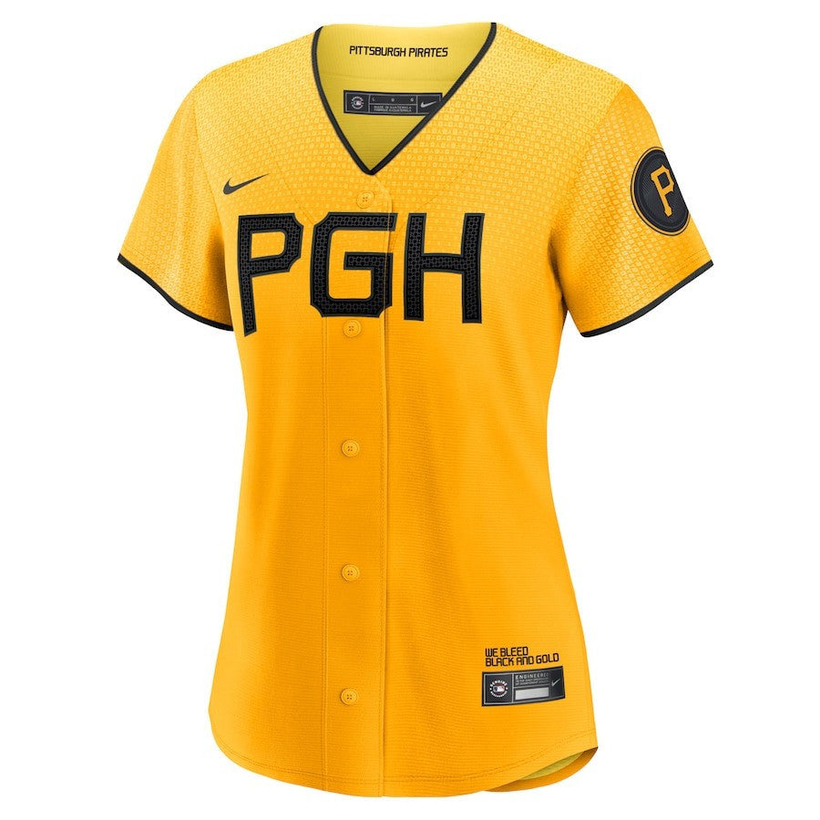Bryan Reynolds 10 Pittsburgh Pirates 2023 City Connect Women Jersey - Gold