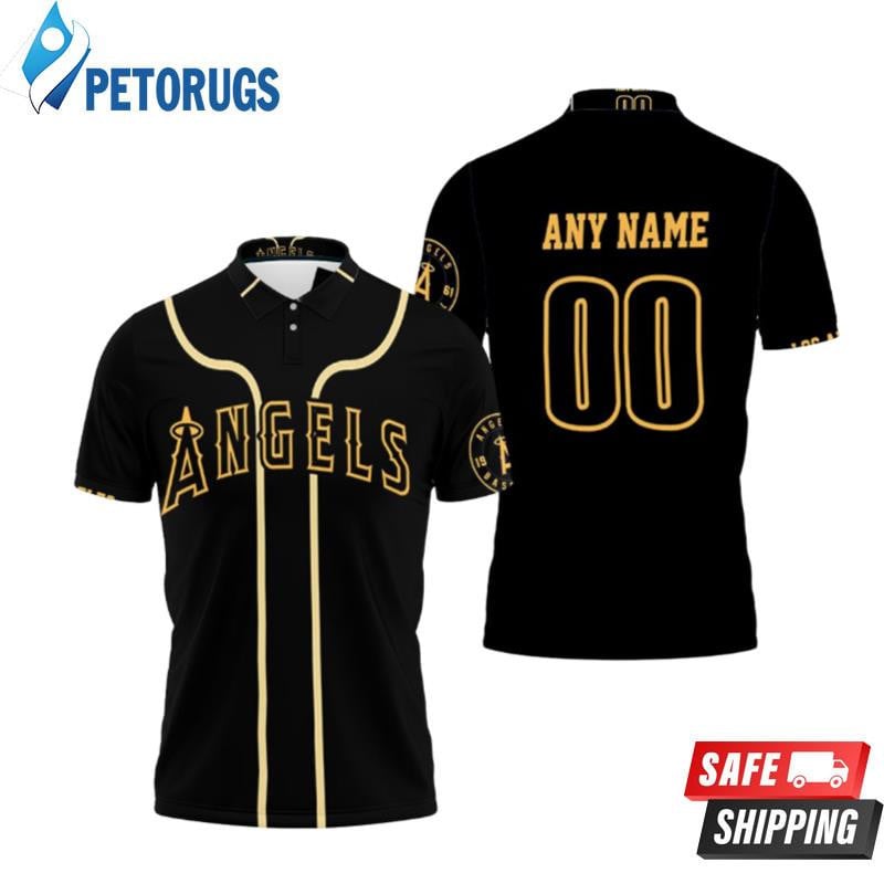 Los Angeles Angels 2020 Golden Black Inspired Style Custom Name & Number Printed Polo Shirt