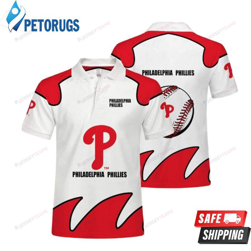 Philadelphia Phillies Red And White Printed Polo Shirt