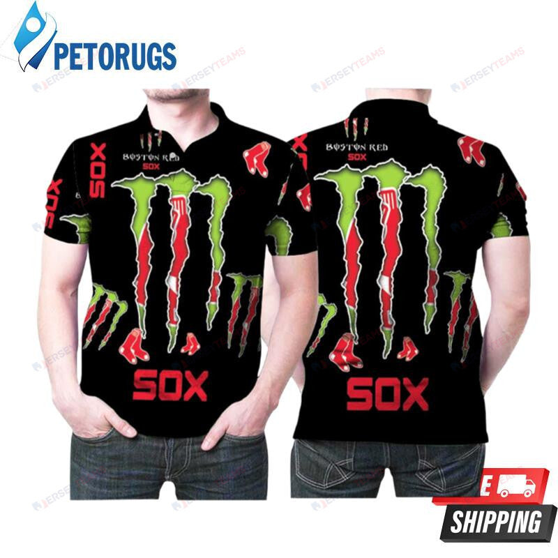Monster Energy Boston Red Sox Baseball Team Logo Printed Polo Shirt