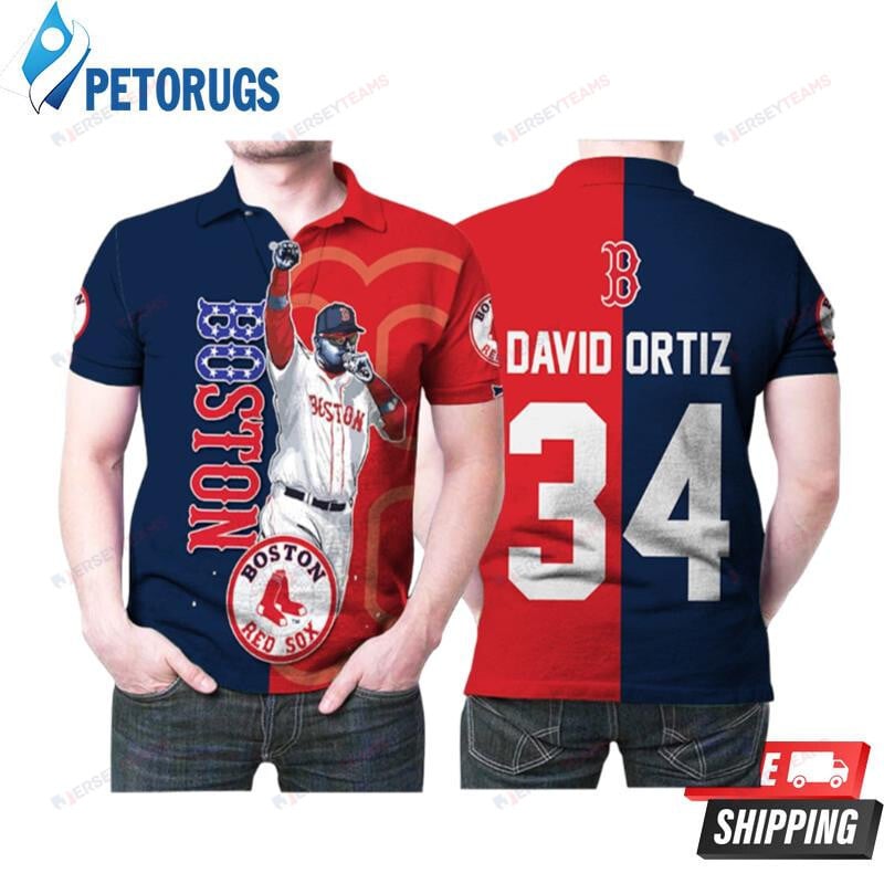 Boston Red Sox David Ortiz 34 Legend Player Baseball Team Printed Polo Shirt
