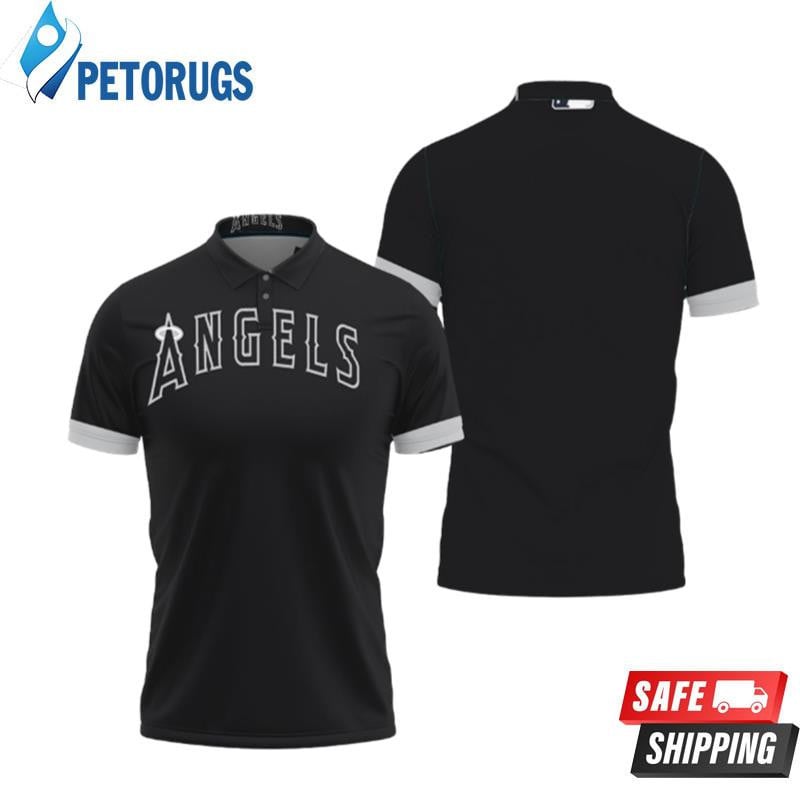 Los Angeles Angels Black 2019 Inspired Style Printed Polo Shirt
