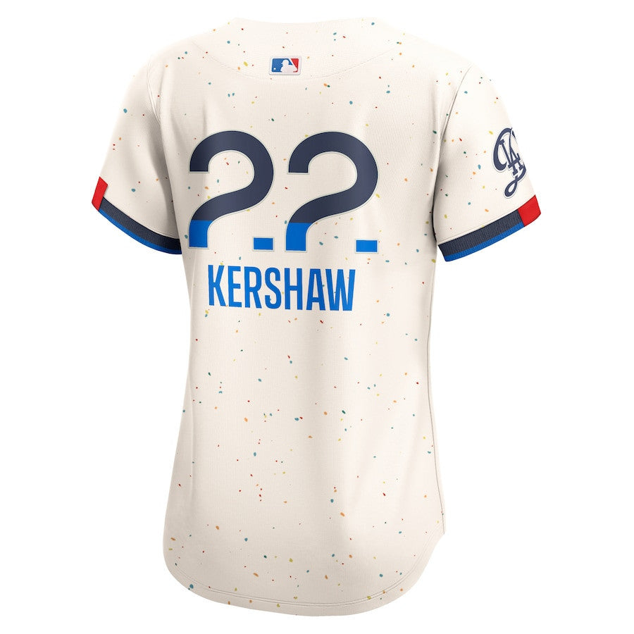 Clayton Kershaw 22 Los Angeles Dodgers Women's 2024 World Series Champions City Connect Limited Player Jersey - Cream