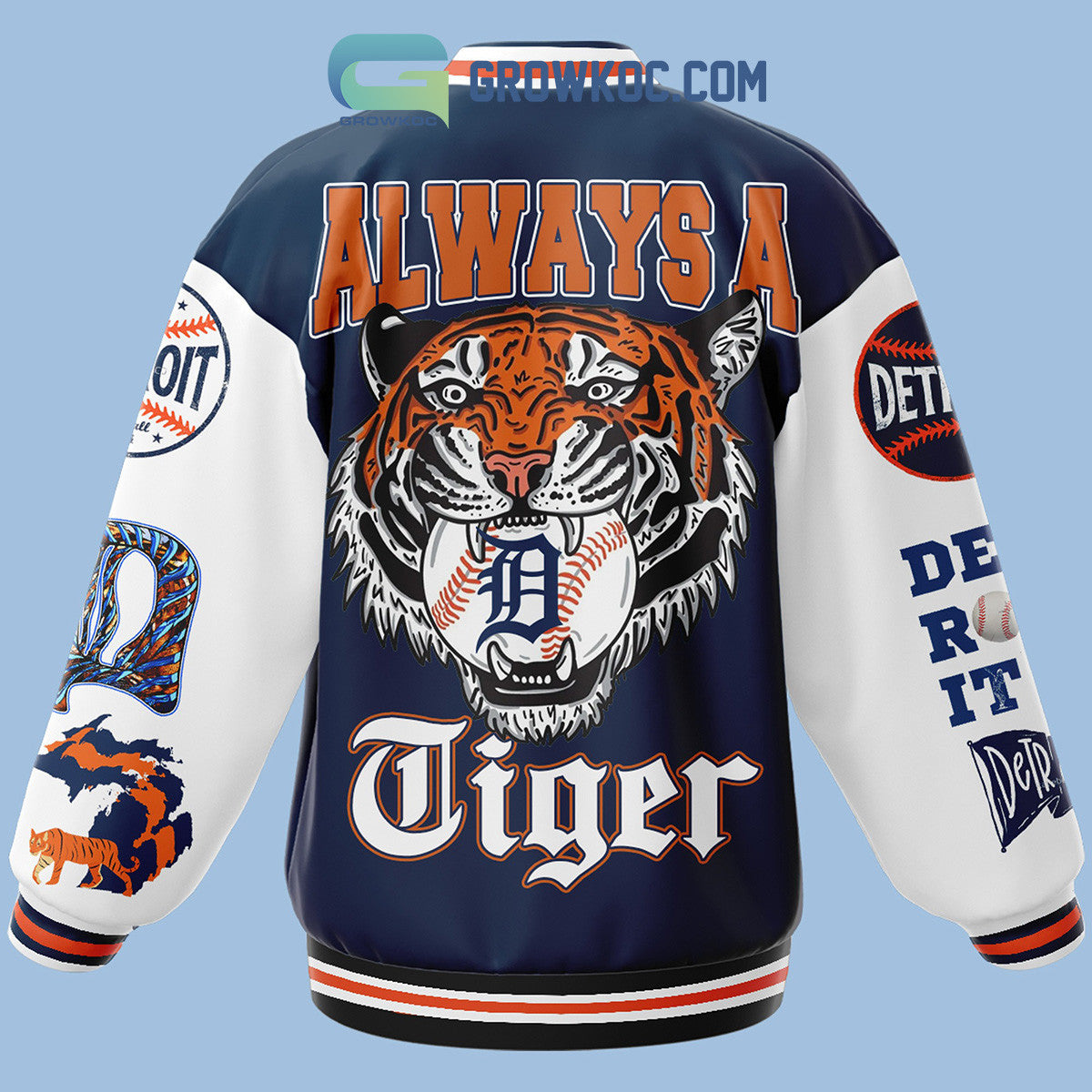 Detroit Tigers Always A Tiger Fan Baseball Jacket - All Over Printed - Navy - All-Over-Printed Jacket