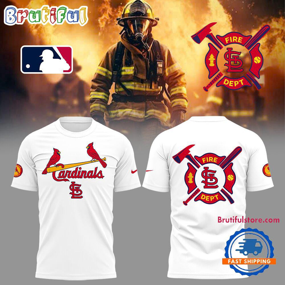 St. Louis Cardinals x Firefighter Appreciation Night 2025 All Over Printed T-shirt - White