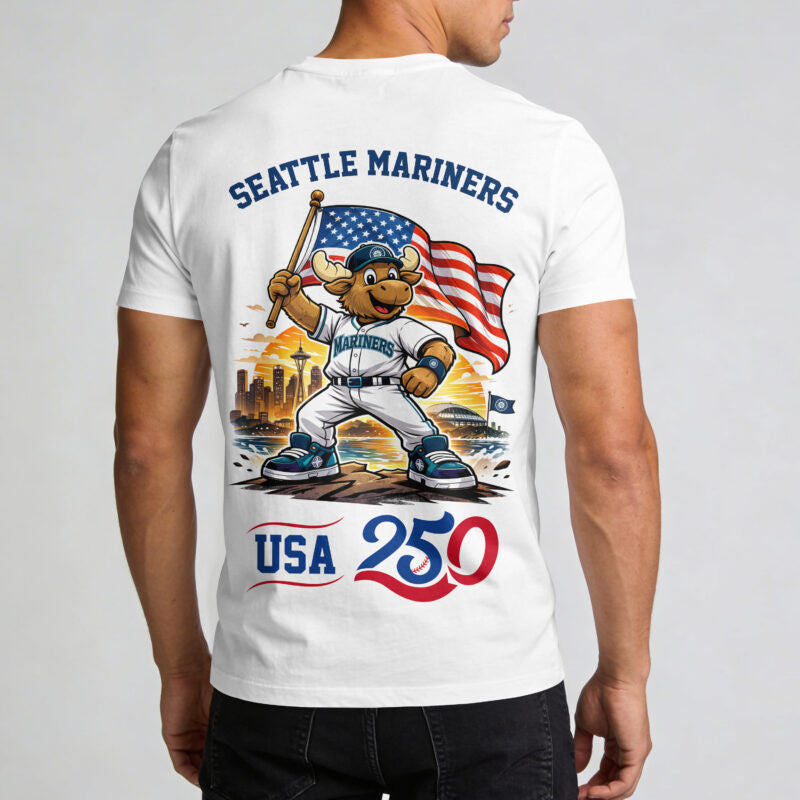 Seattle Mariners x 250 Years Of America Premium All Over Printed T-shirt - White