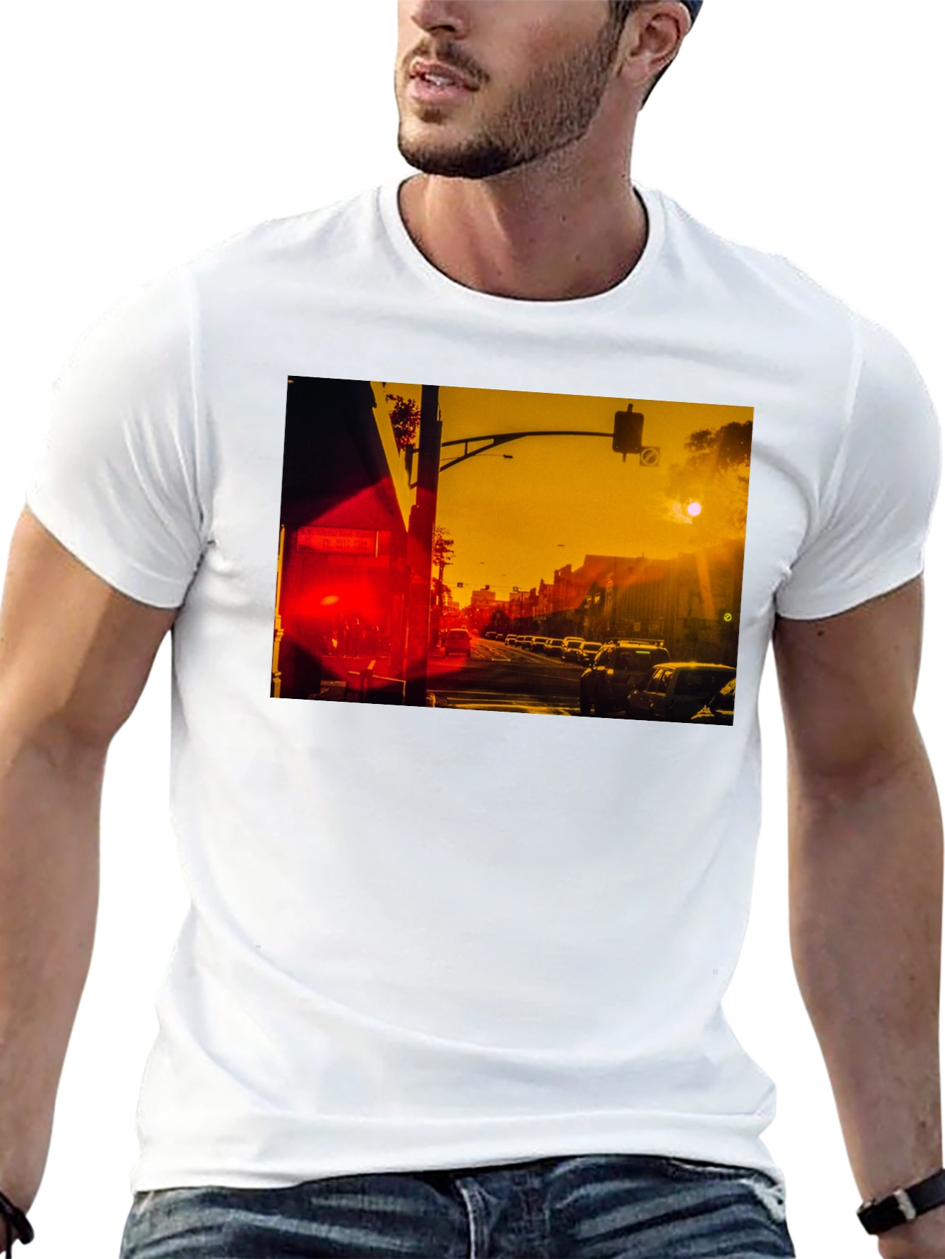 Sunset Street Scene Graphic T-Shirt