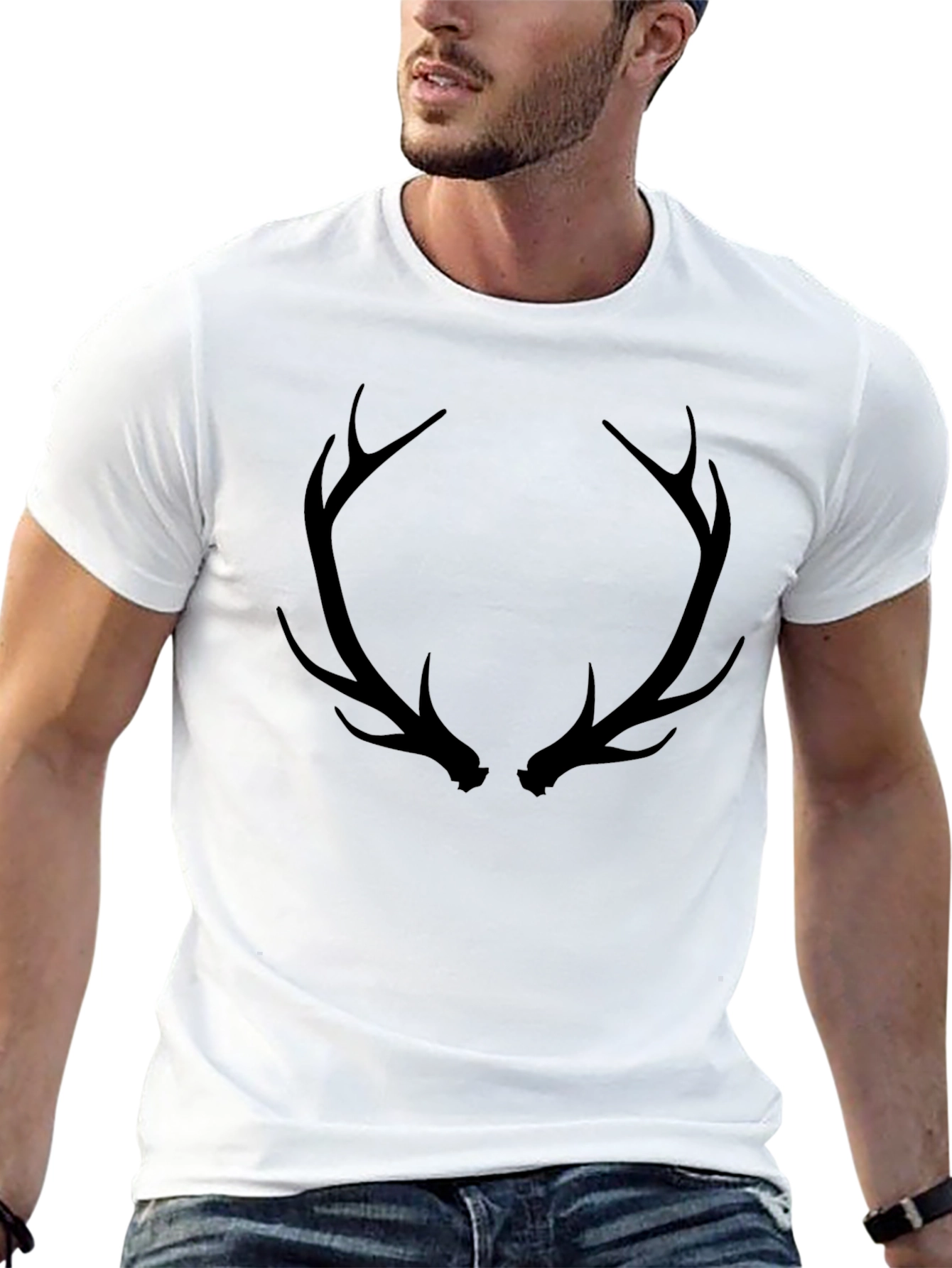Antler Graphic Black T-Shirt - Mens Casual Tee