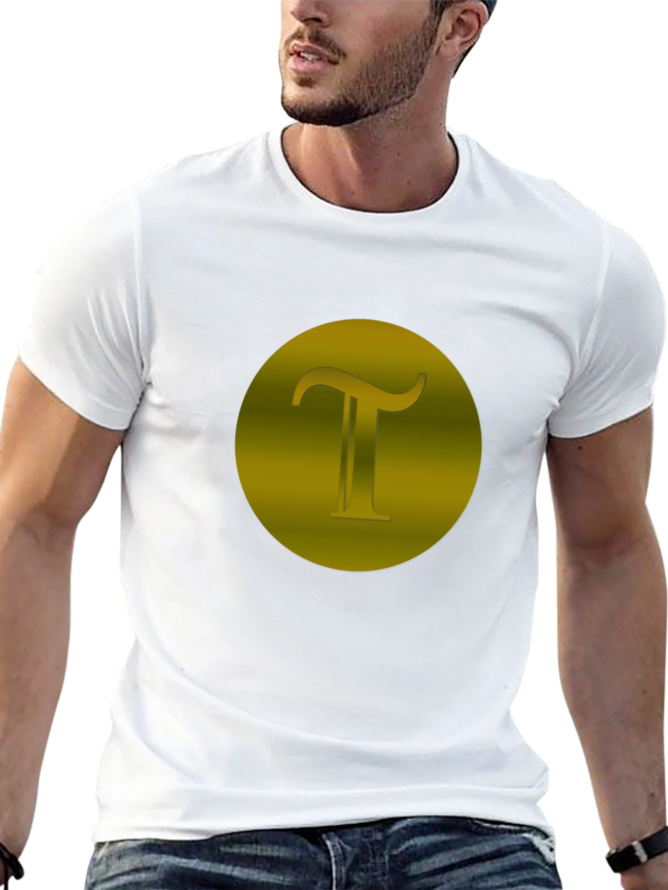 Modern Black T-Shirt with Gold Pi Symbol