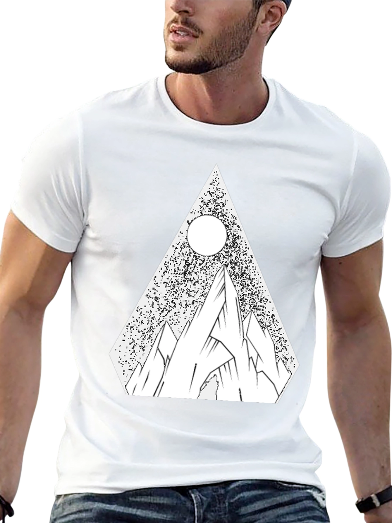 Geometric Mountain T-Shirt - Black