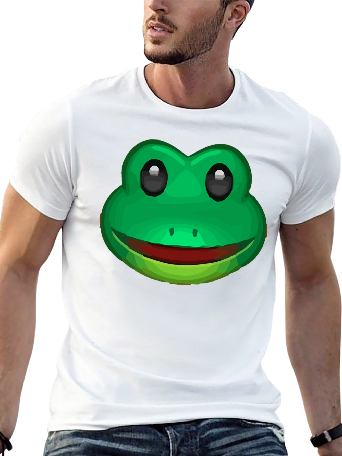 Funny Frog Face Graphic T-Shirt - Black Cotton Tee