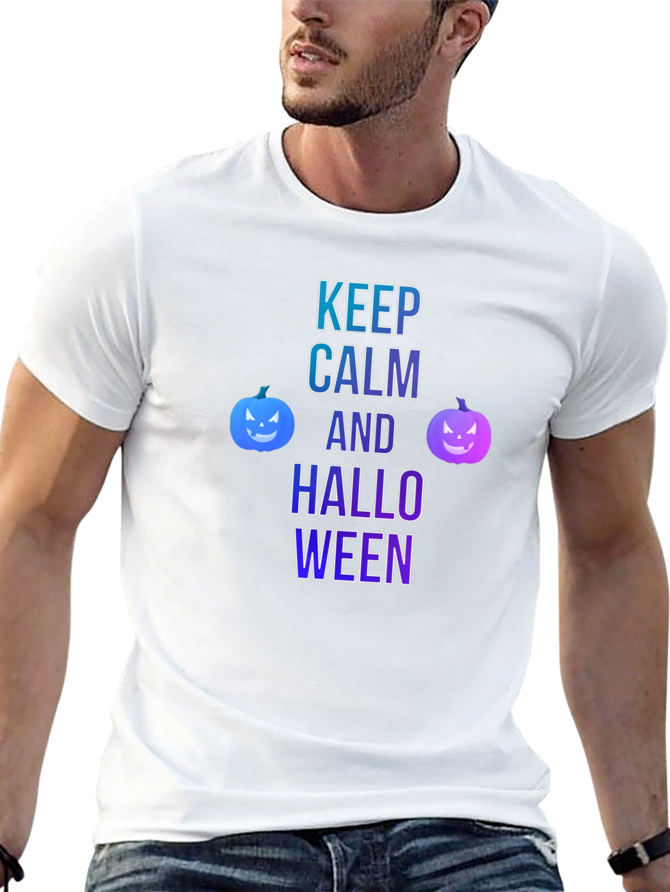 Keep Calm and Halloween Black T-Shirt