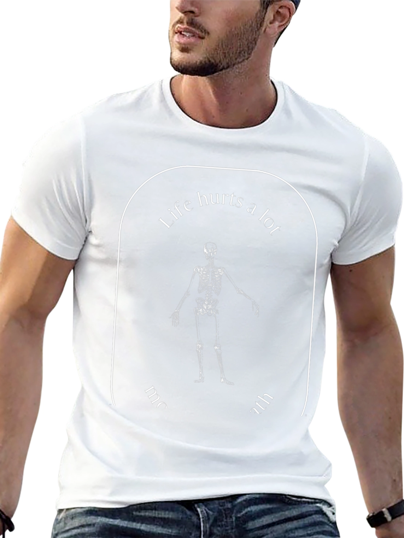 Life Hurts A Lot Skeleton Graphic T-Shirt