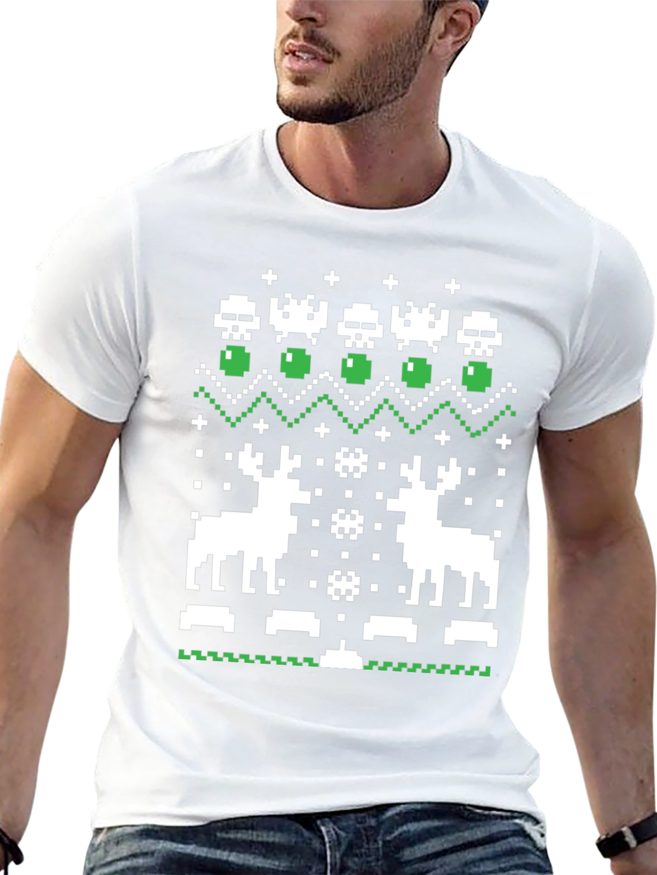 Pixel Art Christmas Deer T-Shirt