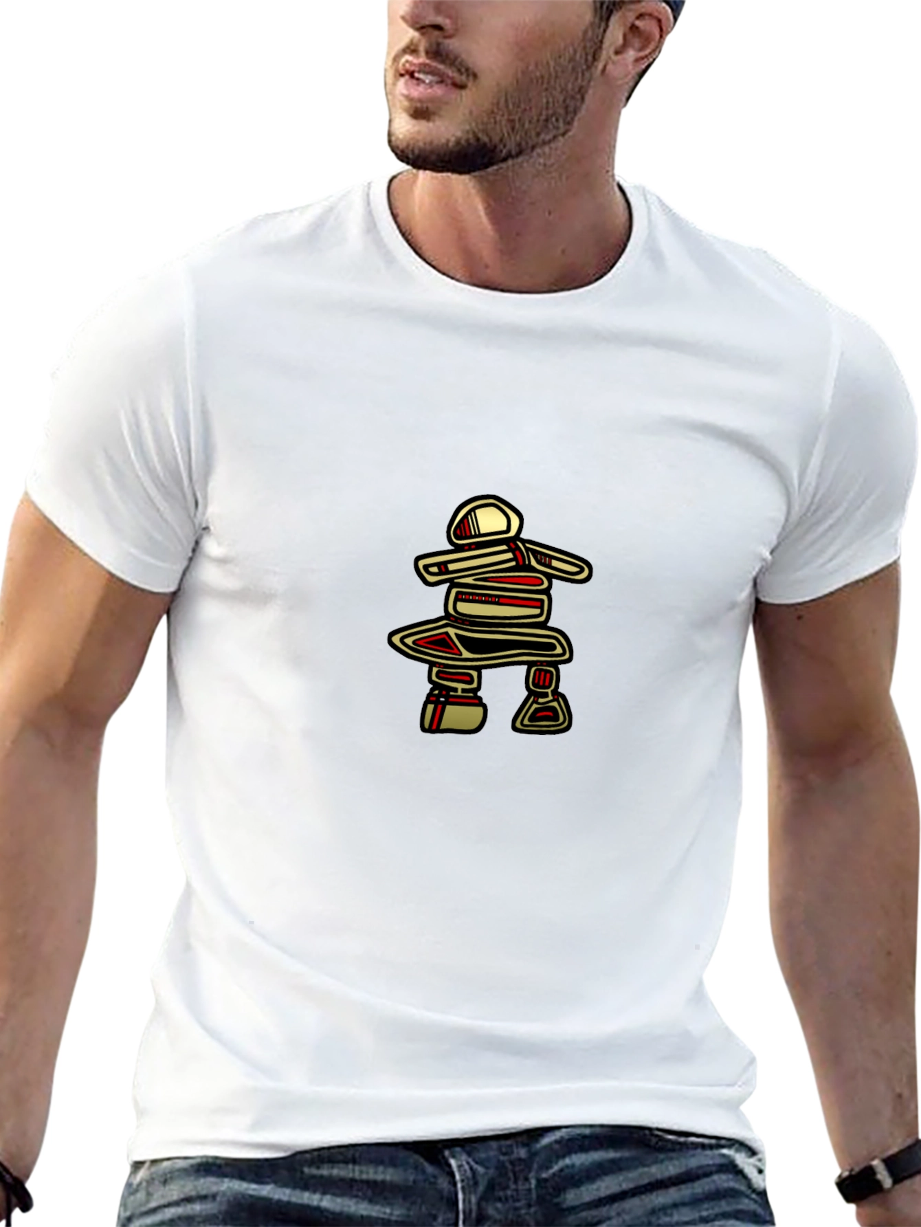 Inukshuk Graphic Tee - Black Crew Neck T-Shirt