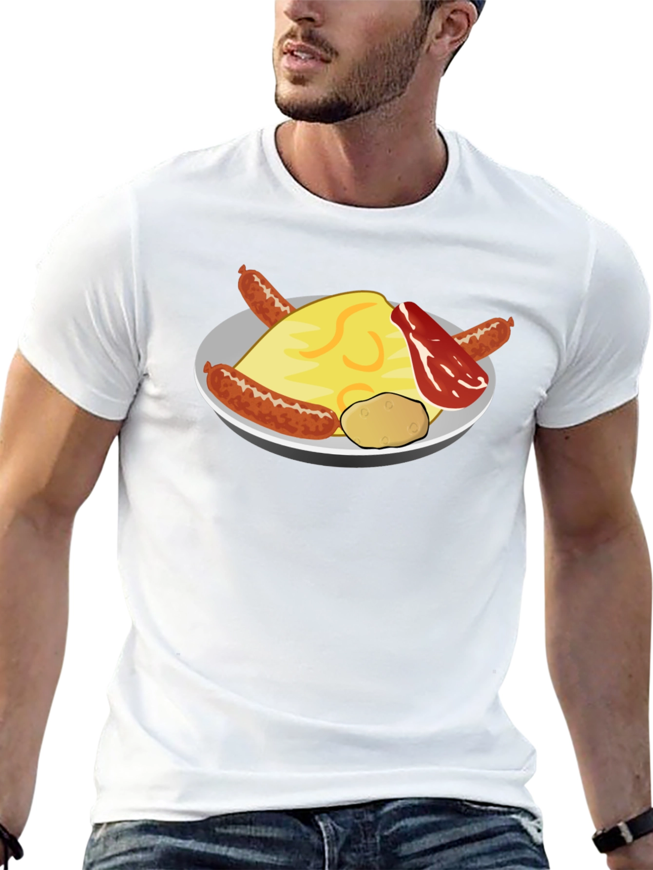 Breakfast Food Graphic T-Shirt - Sausage Bacon Egg Potato