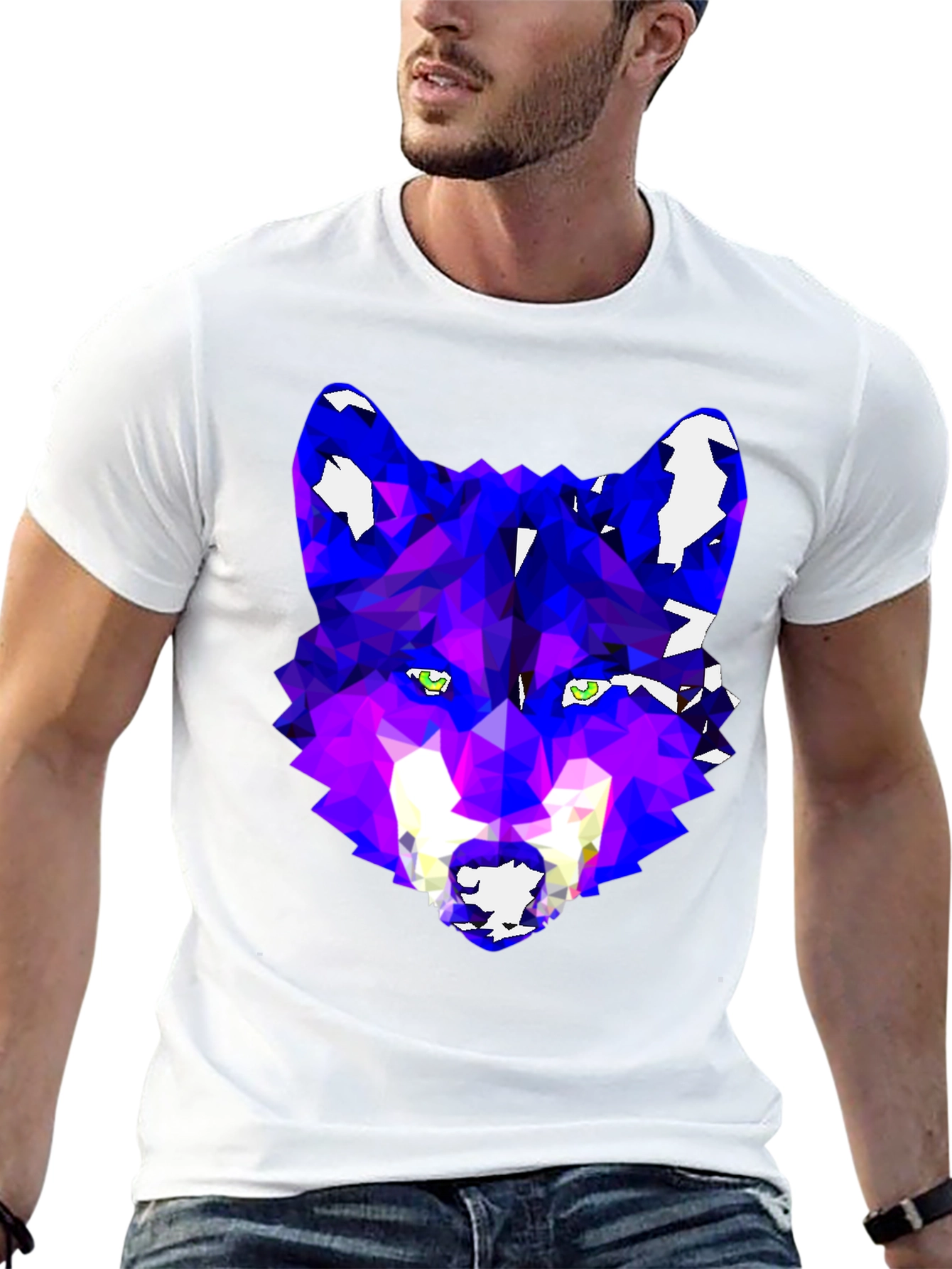 Geometric Wolf Graphic Tee - Modern Artistic Design