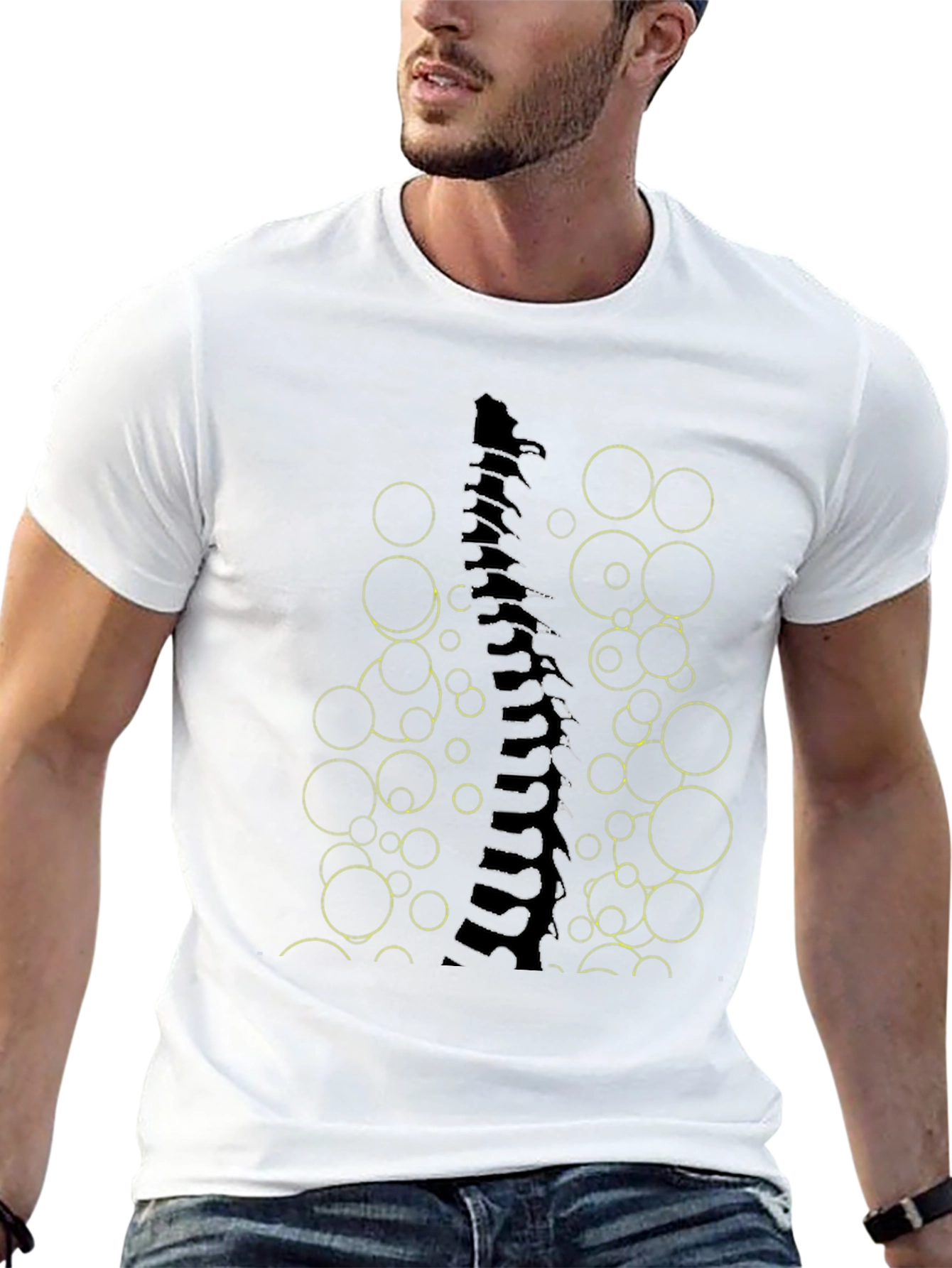 Abstract Spine Graphic Tee - Modern Art T-Shirt