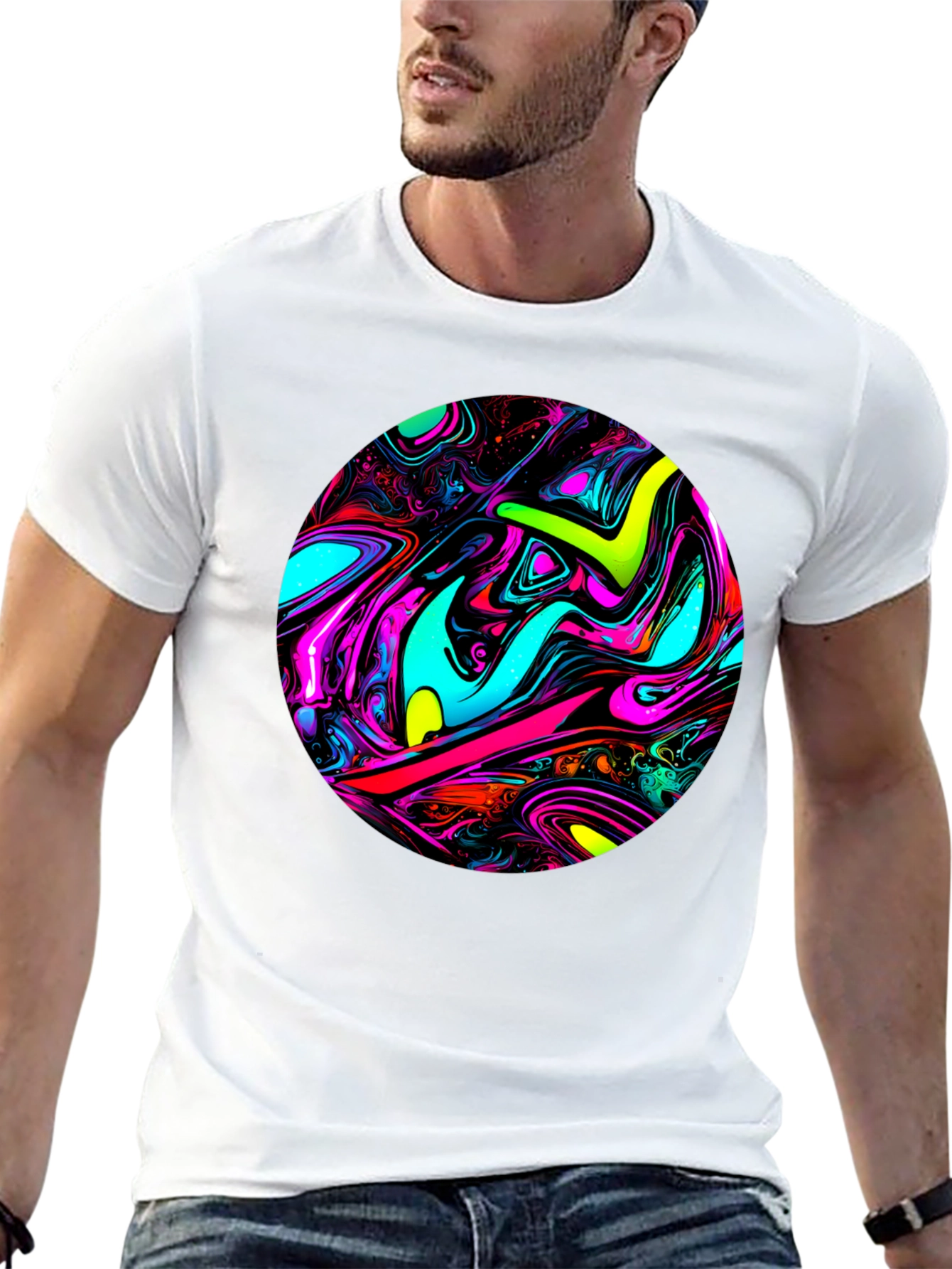 Psychedelic Swirl Graphic Black T-Shirt