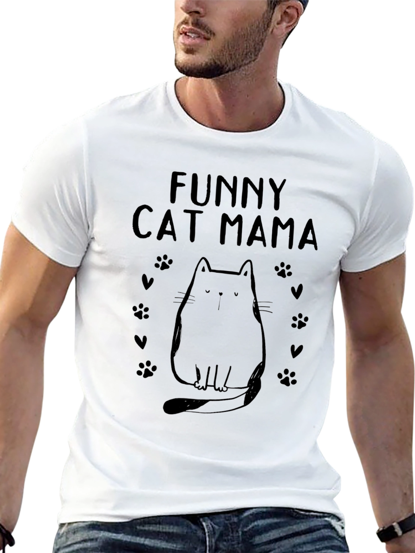 Funny Cat Mama Graphic Tee - Black Cotton Shirt