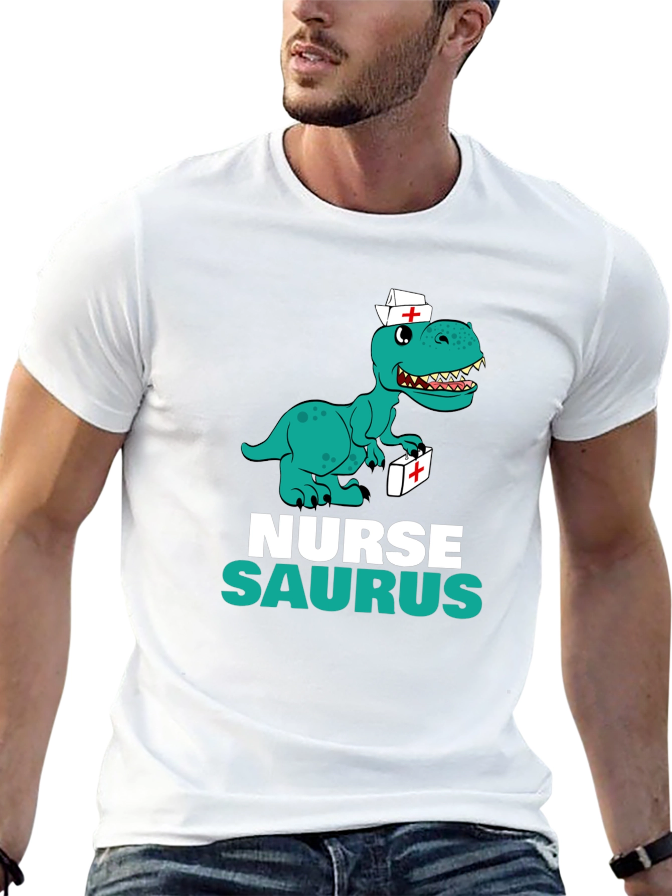 Nurse Saurus T-Shirt - Funny Dino Graphic Tee