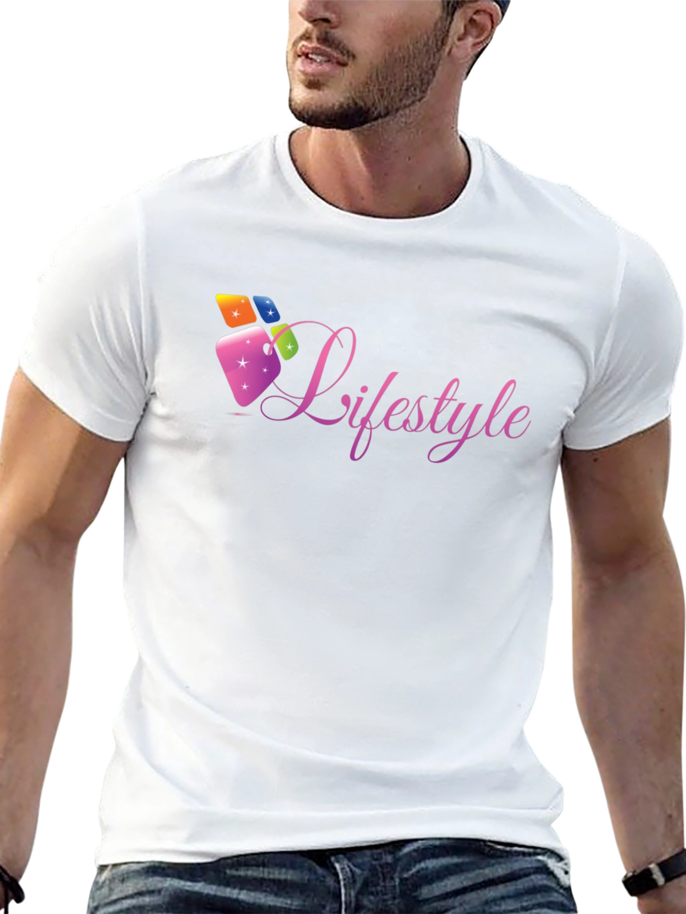 Lifestyle Graphic Tee - Black Cotton Casual Shirt