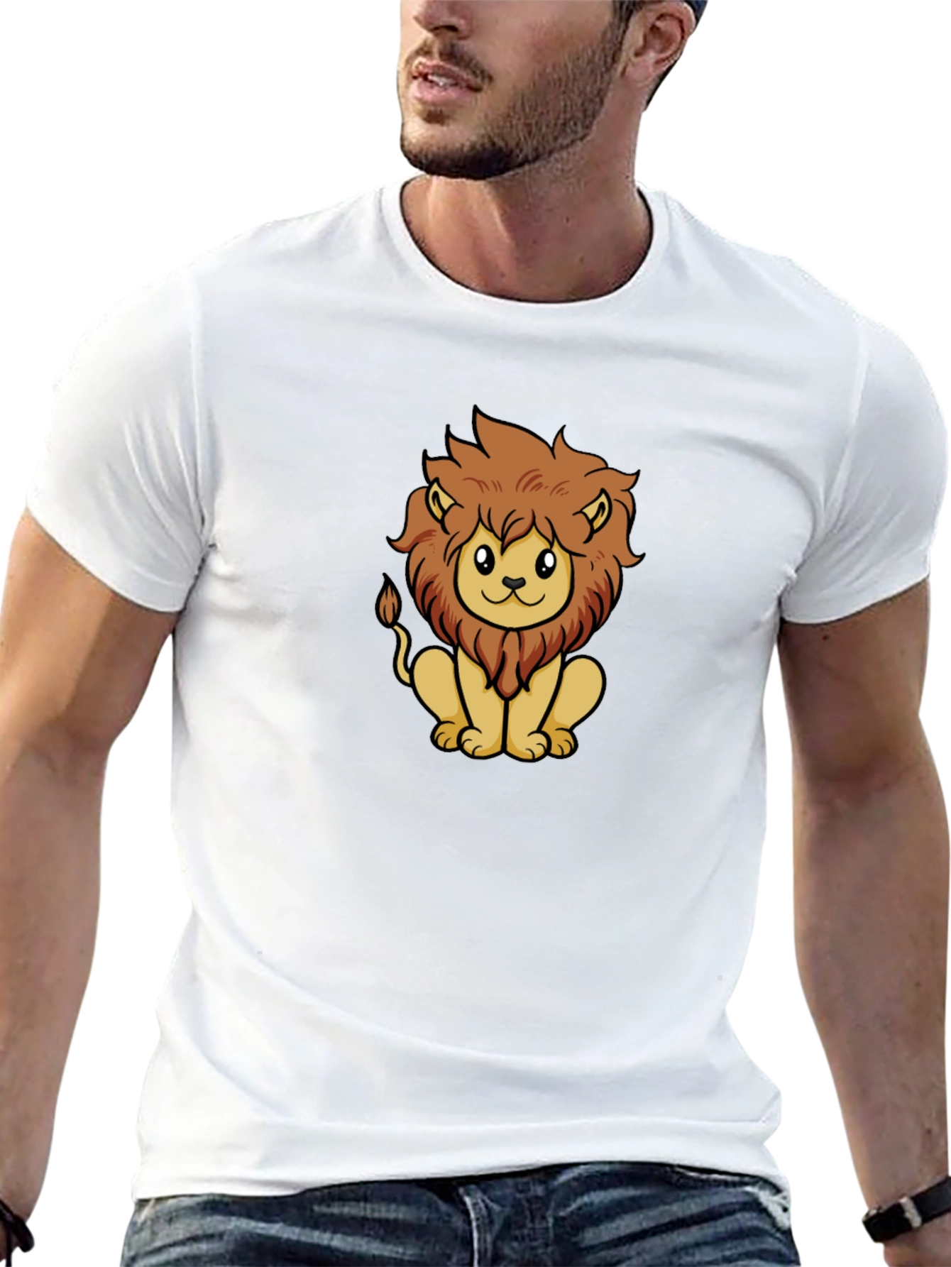 Cute Lion Graphic Tee - Unisex Black T-Shirt