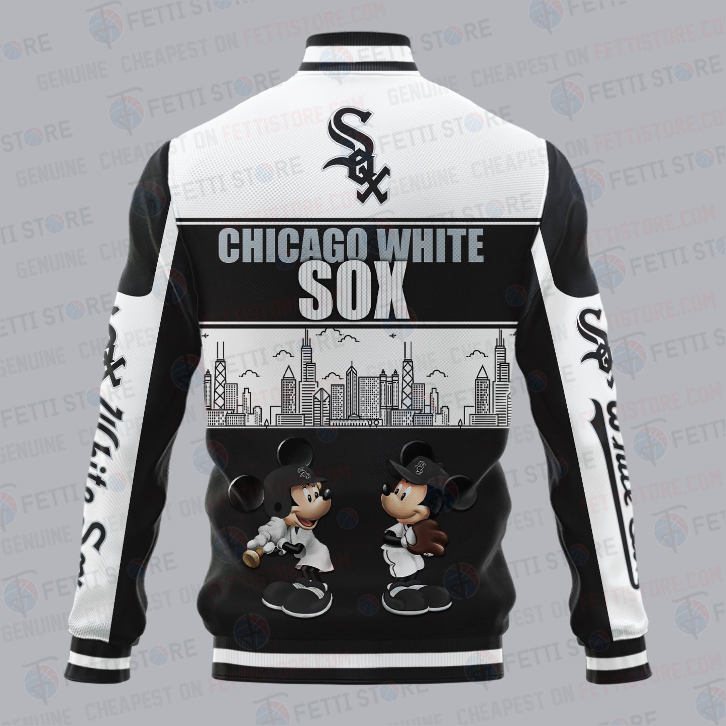 Chicago White Sox City And Logo Pattern Print Varsity Jacket - All-Over-Printed Jacket