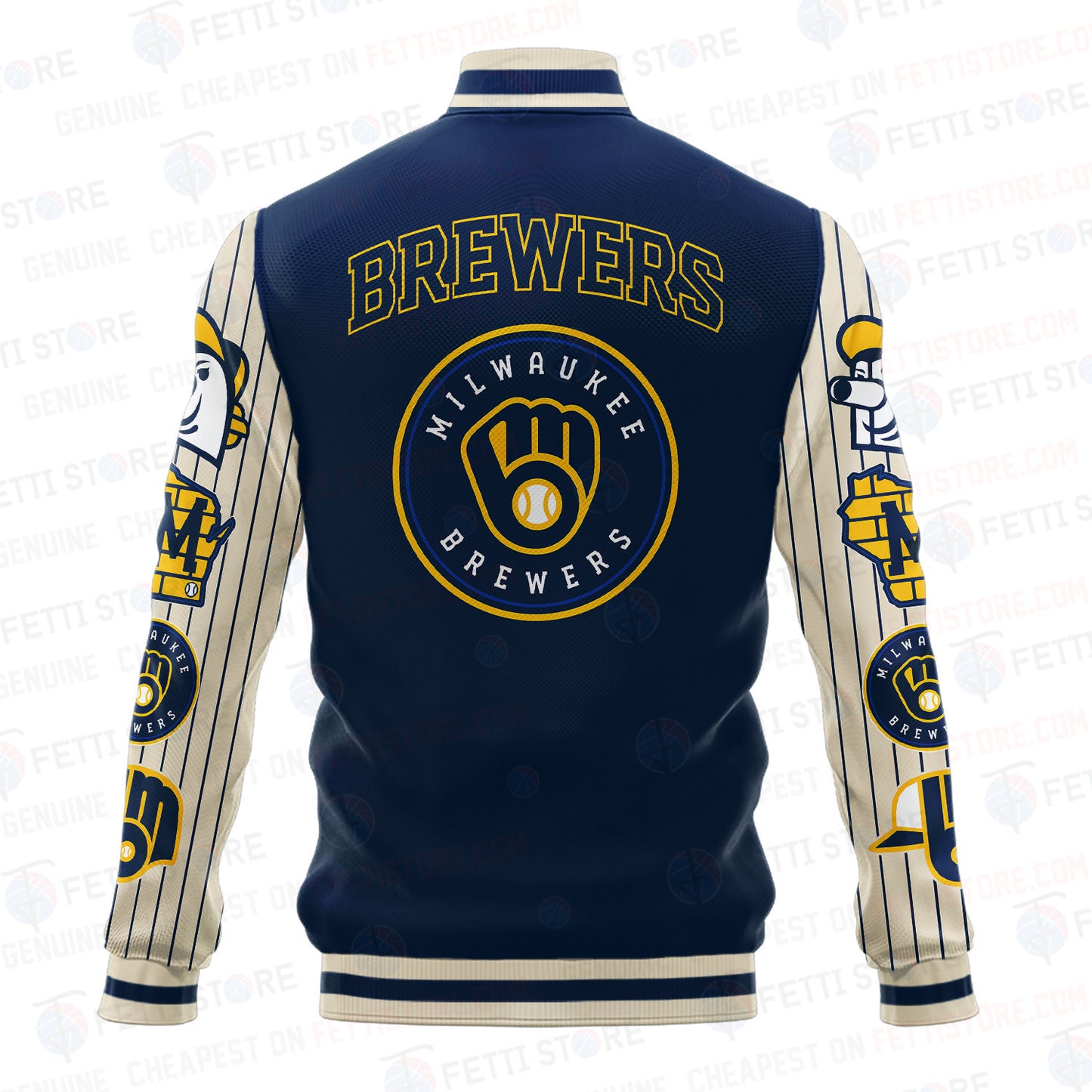 Milwaukee Brewers - Major League Baseball AOP Varsity Jacket V6 - All-Over-Printed Jacket