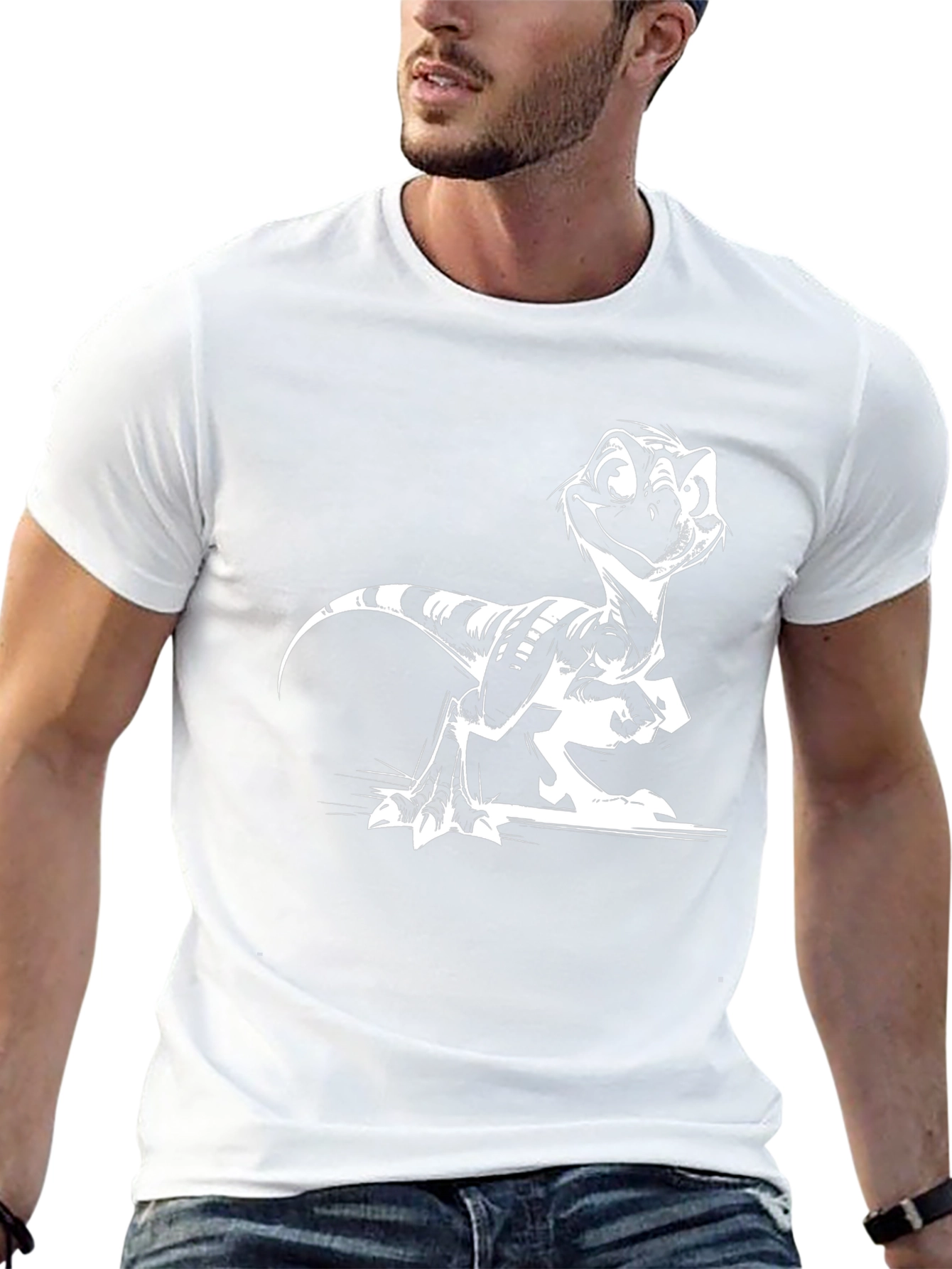 Cartoon Raptor Graphic Tee - Cool Black Shirt