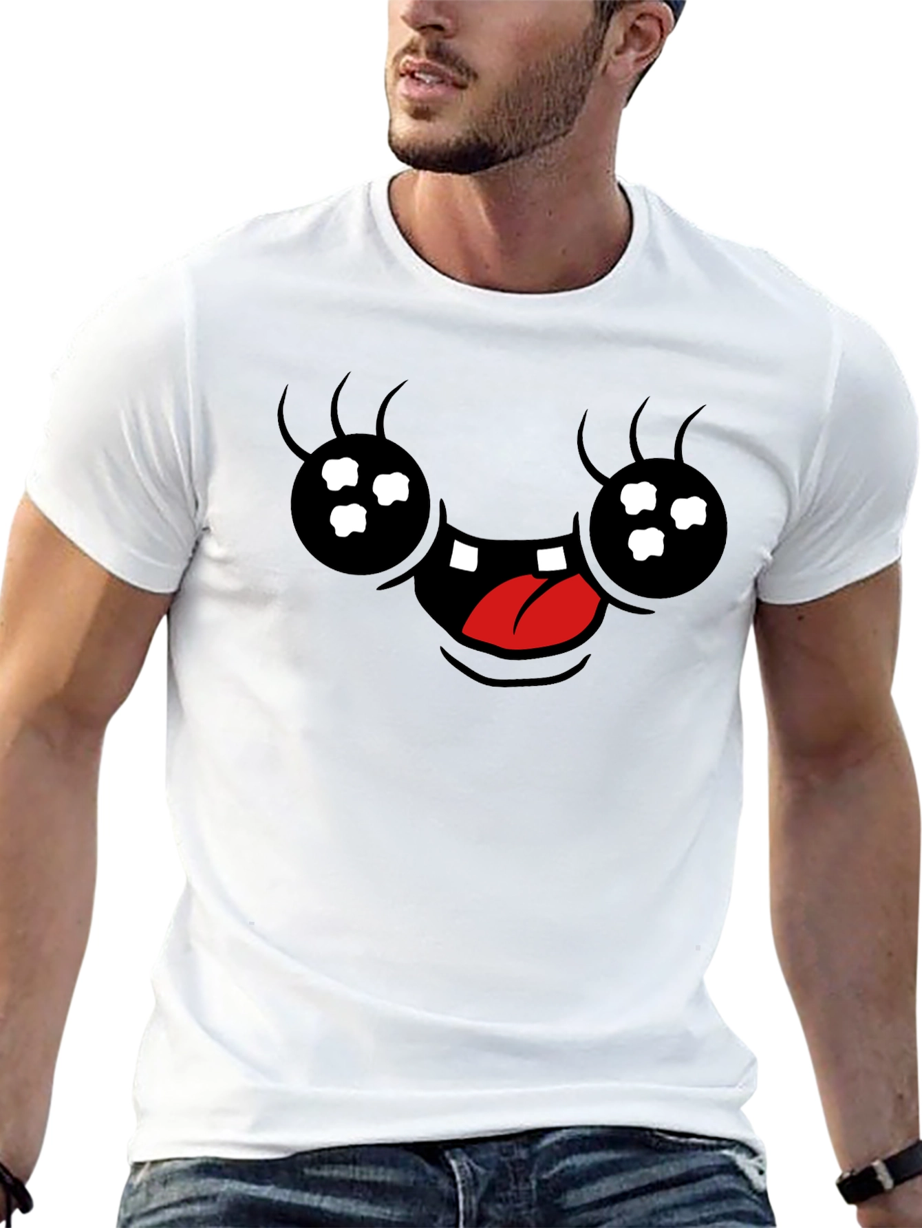 Funny Cartoon Face Graphic T-Shirt
