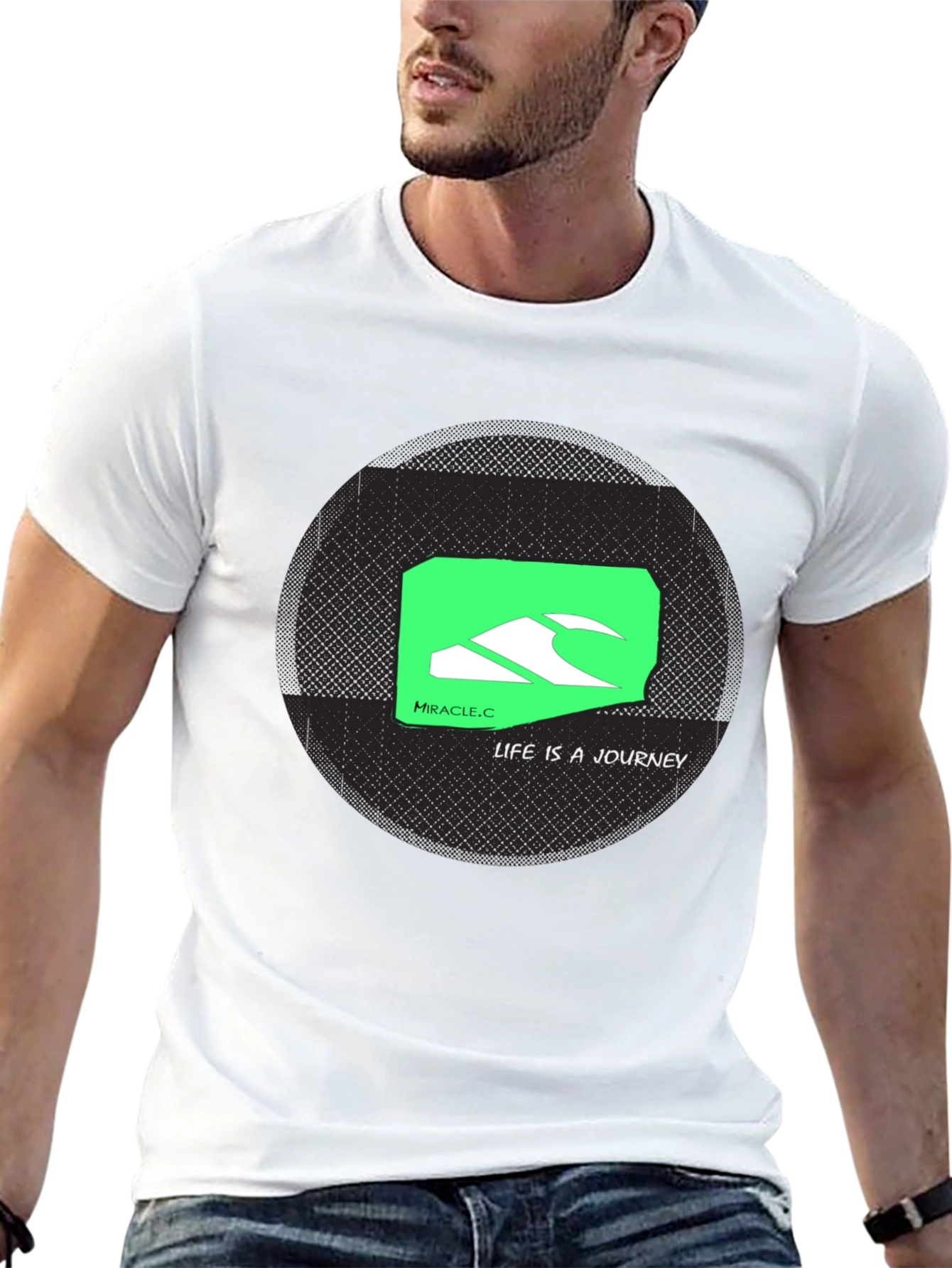 Miracle.C Life Journey Black Graphic Tee