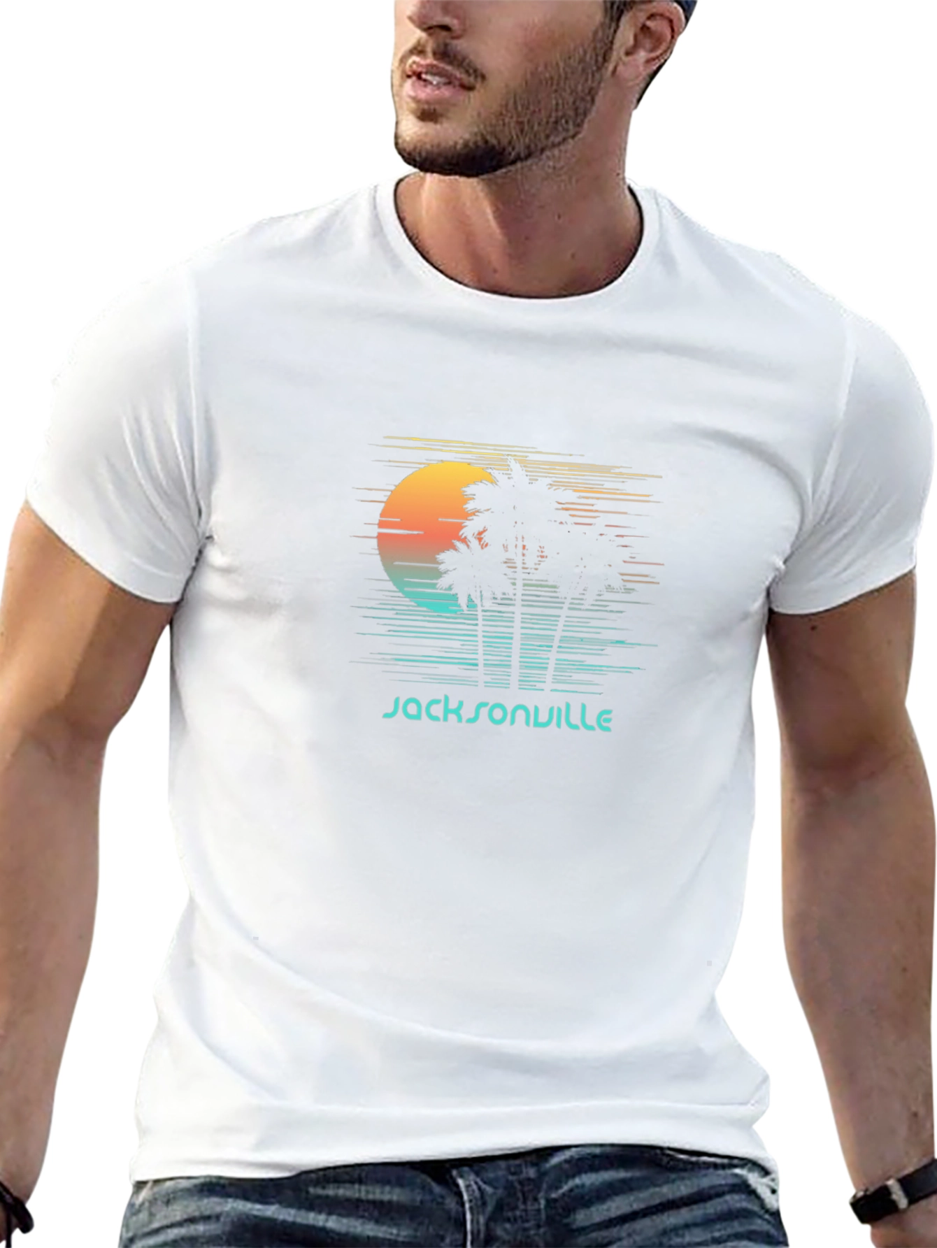 Jacksonville Retro Sunset Palm Tree Graphic Tee