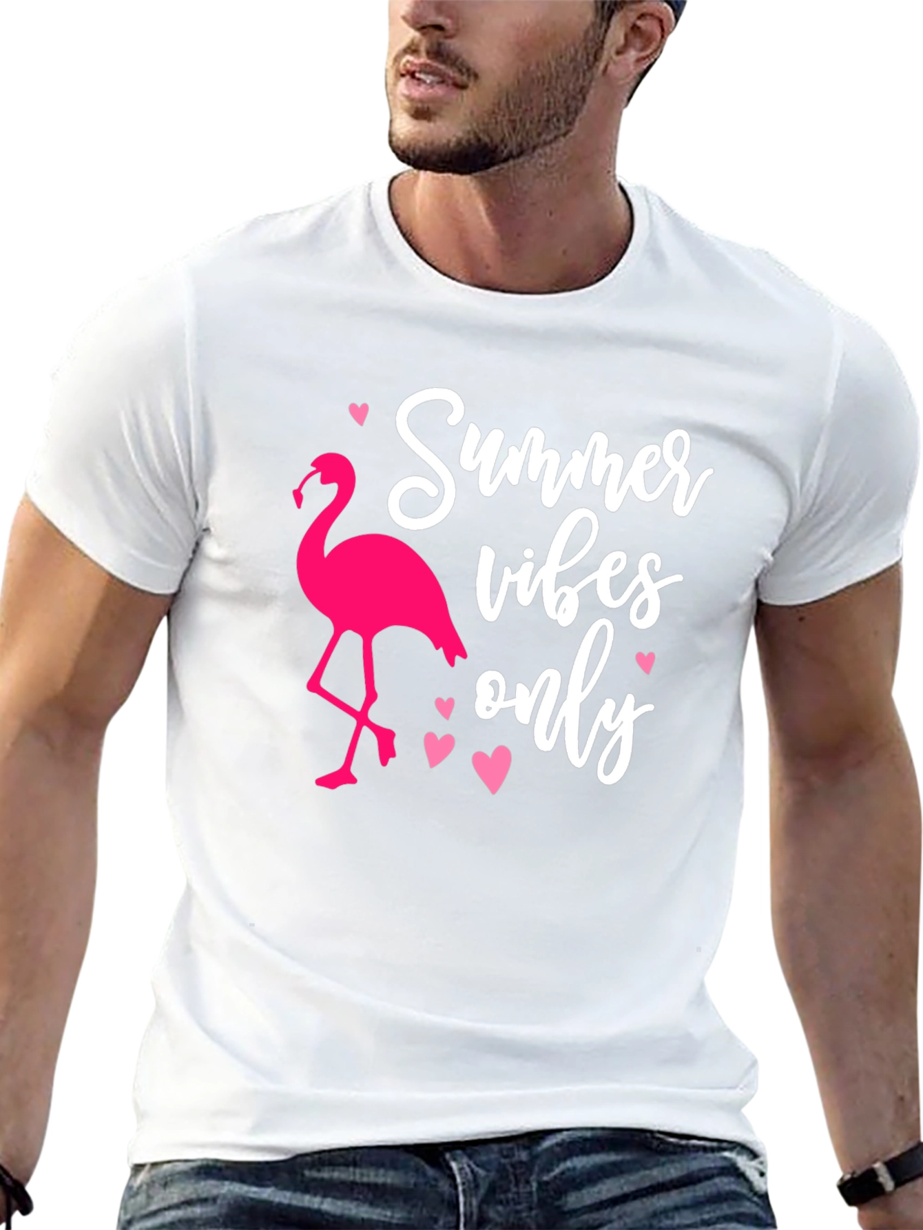 Summer Vibes Flamingo Graphic Tee - Black