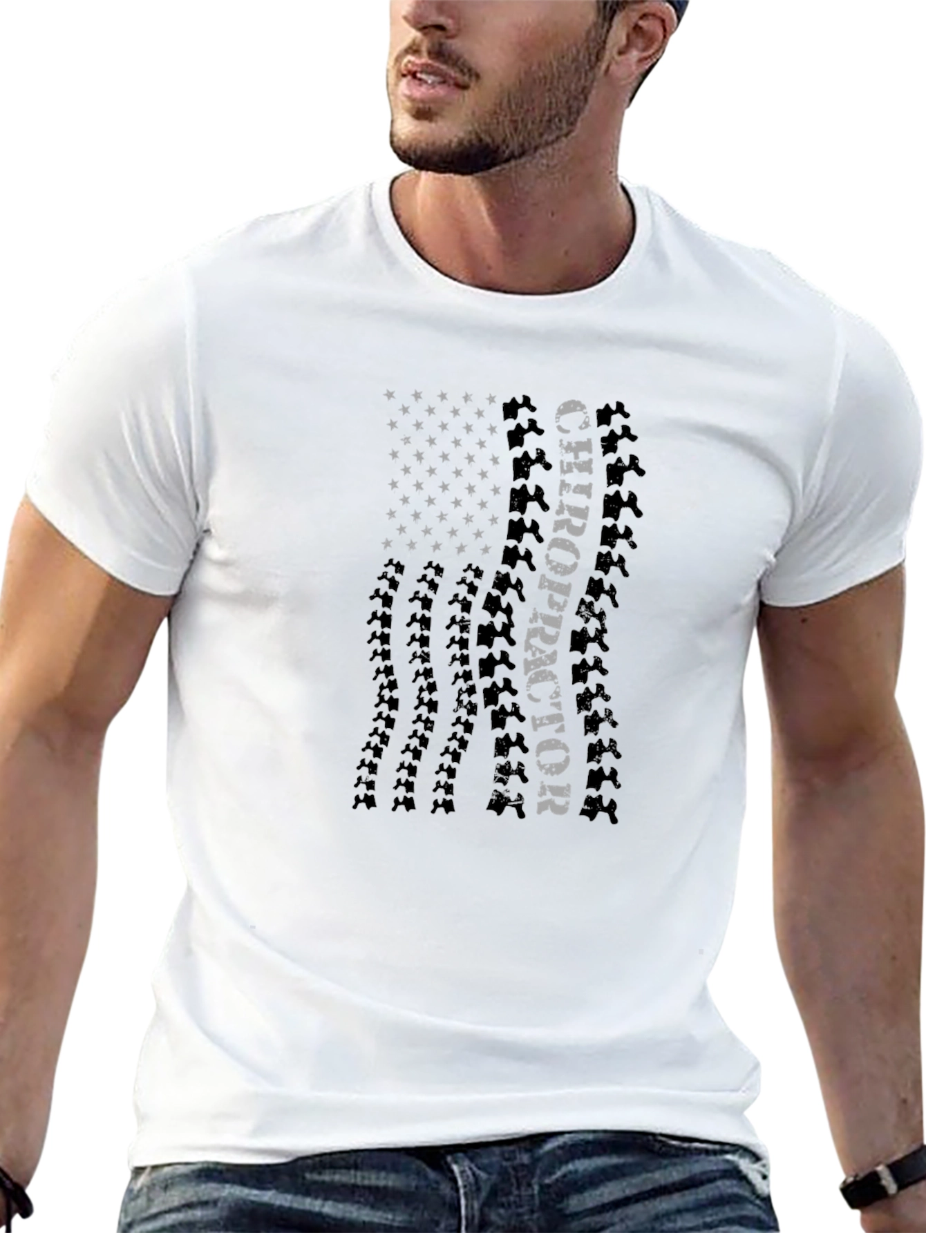 Chiropractor American Flag Graphic T-Shirt
