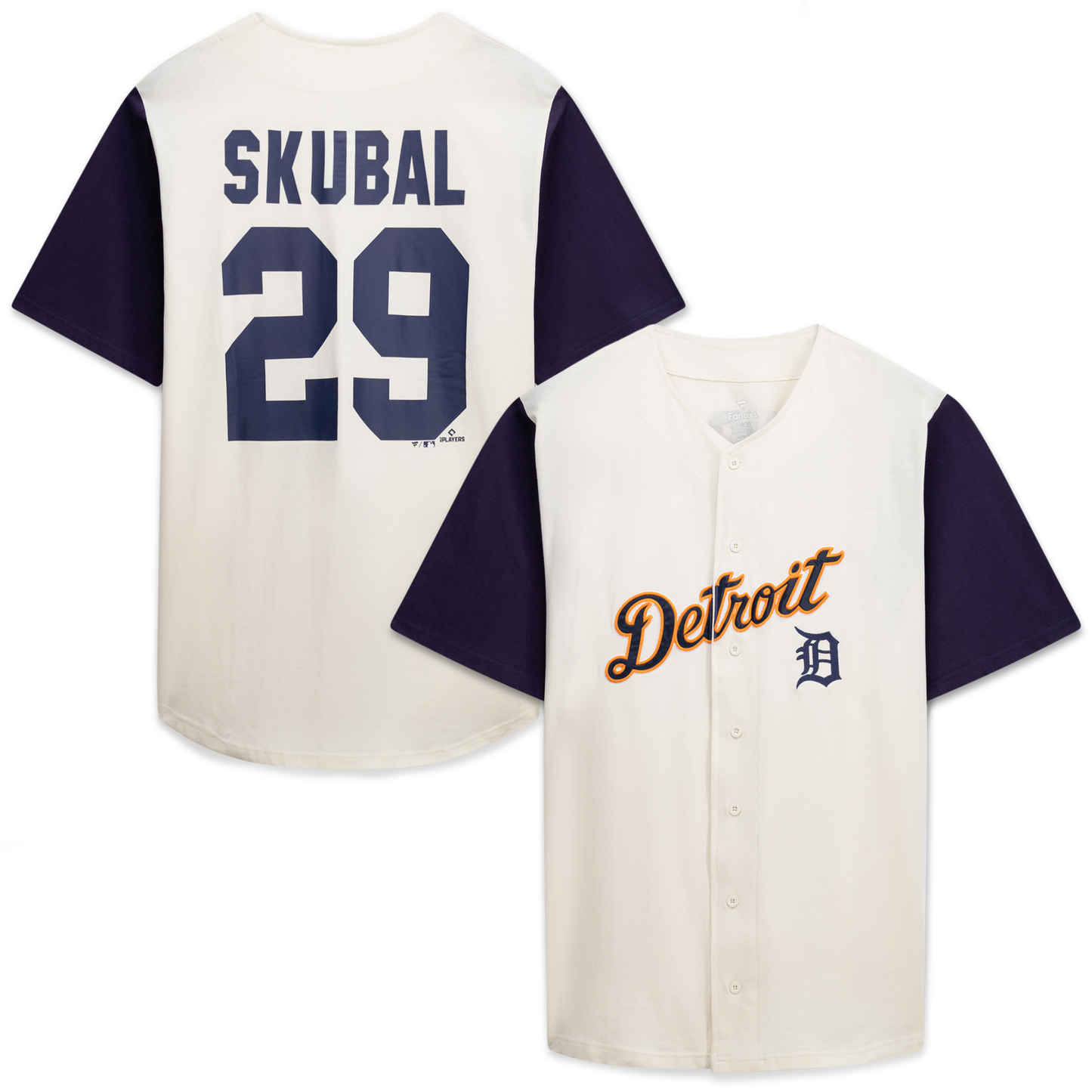 Detroit Tigers Profile Big &amp;amp; Tall Two-Color Fashion Jersey - Cream/Navy