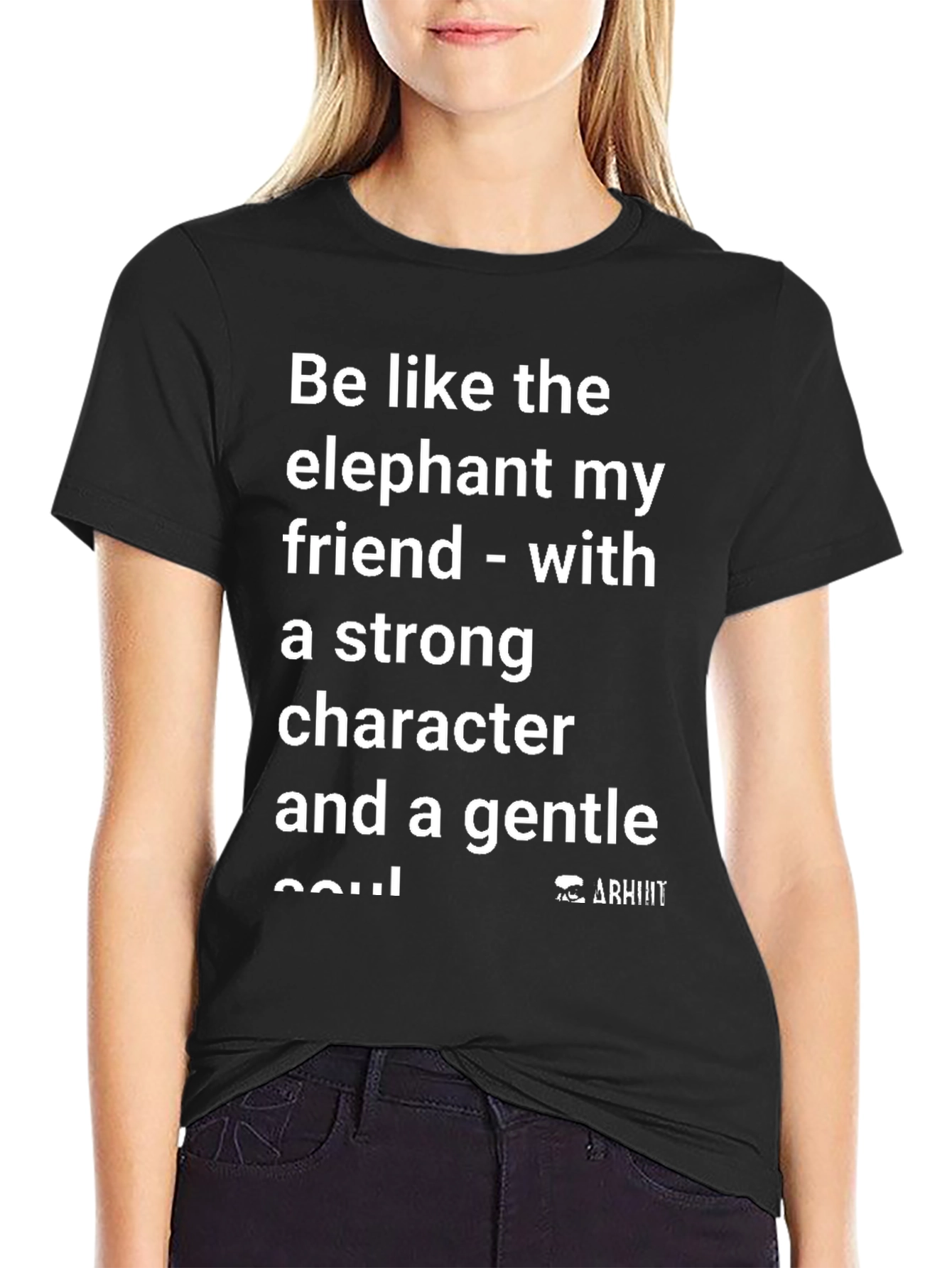 Inspirational Elephant Graphic Black T-Shirt