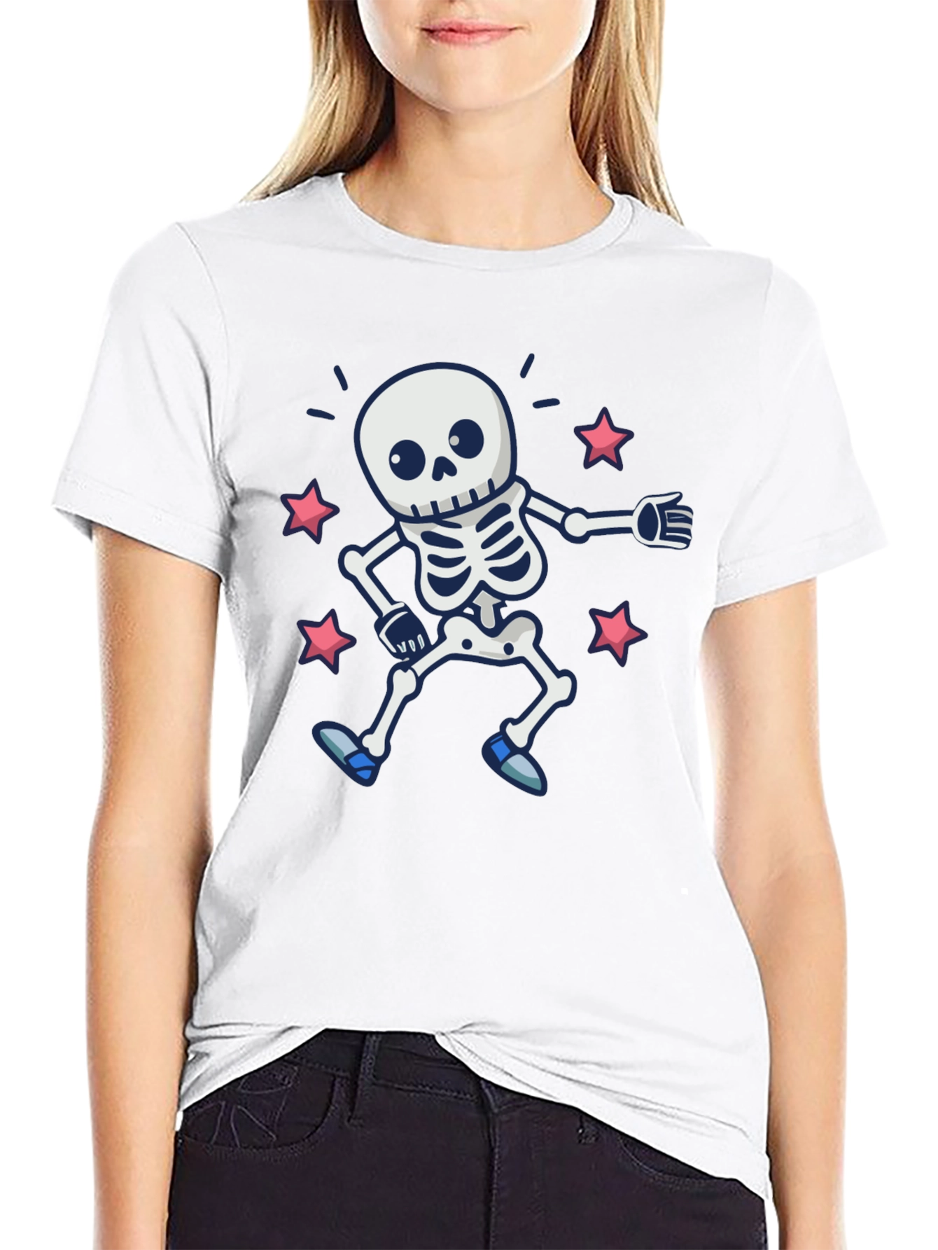 Skeleton Dance Graphic Tee - Spooky & Fun
