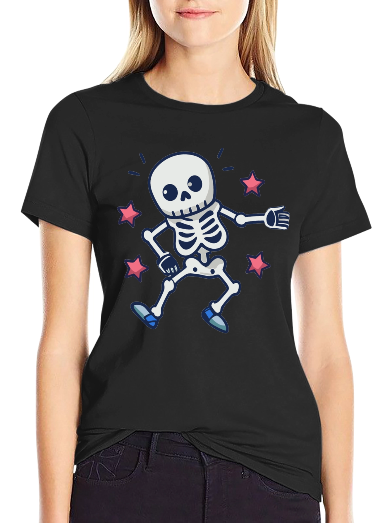 Skeleton Dance Graphic Tee - Spooky & Fun