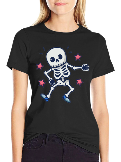 Skeleton Dance Graphic Tee - Spooky & Fun