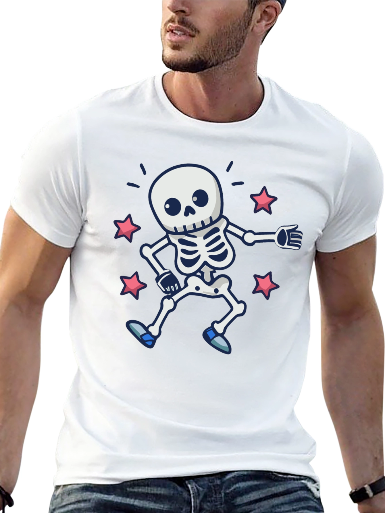 Skeleton Dance Graphic Tee - Spooky & Fun