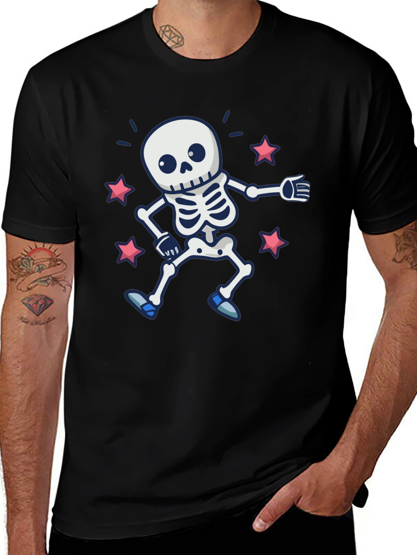 Skeleton Dance Graphic Tee - Spooky & Fun