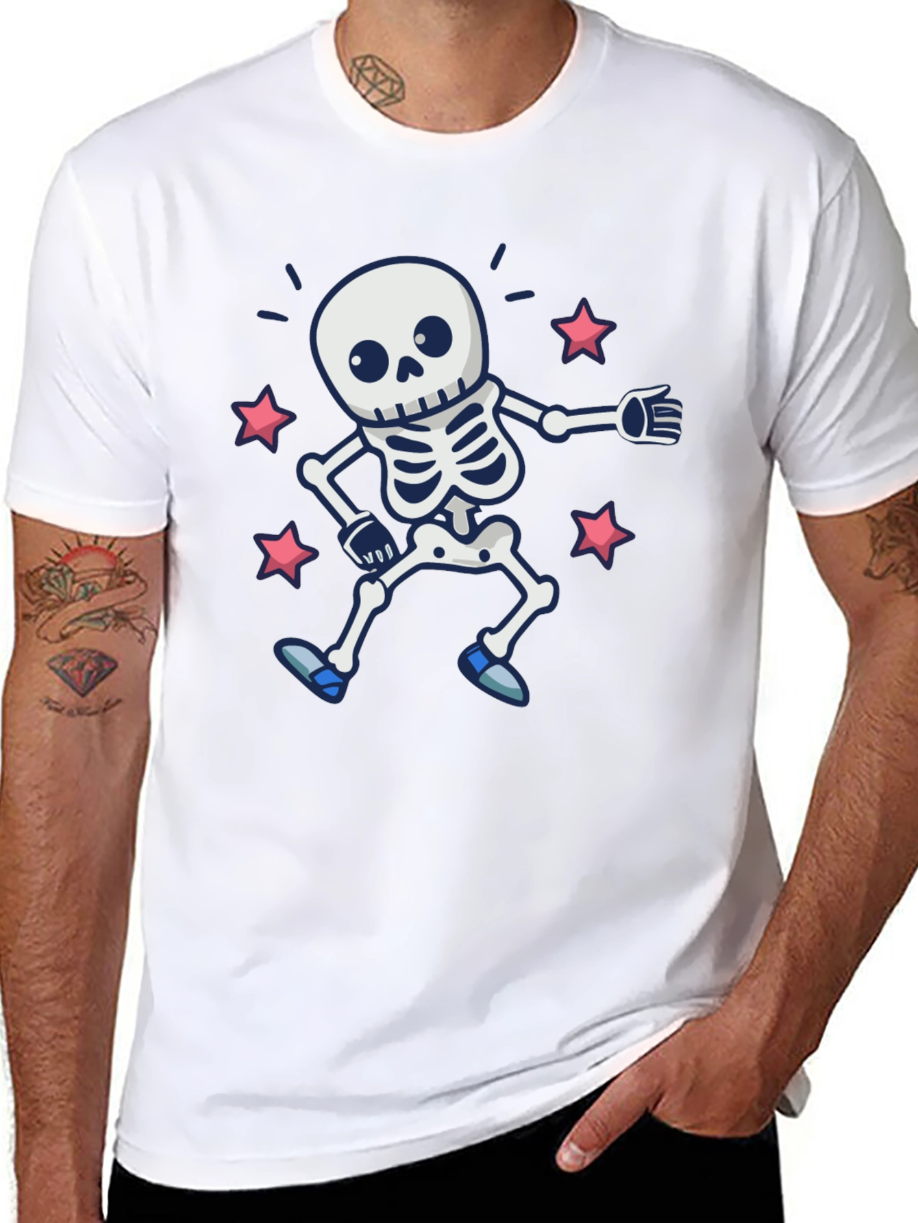Skeleton Dance Graphic Tee - Spooky & Fun