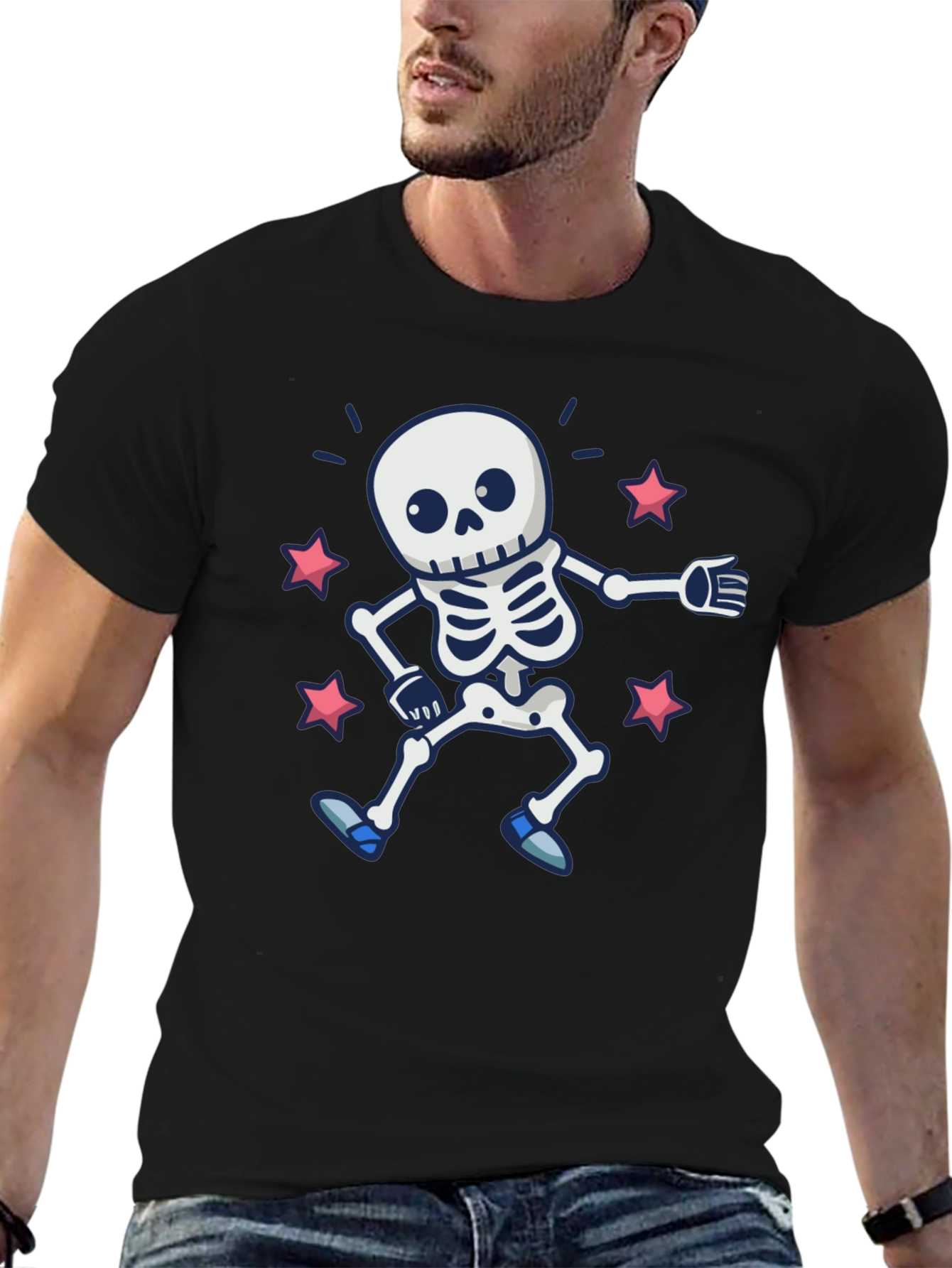 Skeleton Dance Graphic Tee - Spooky & Fun