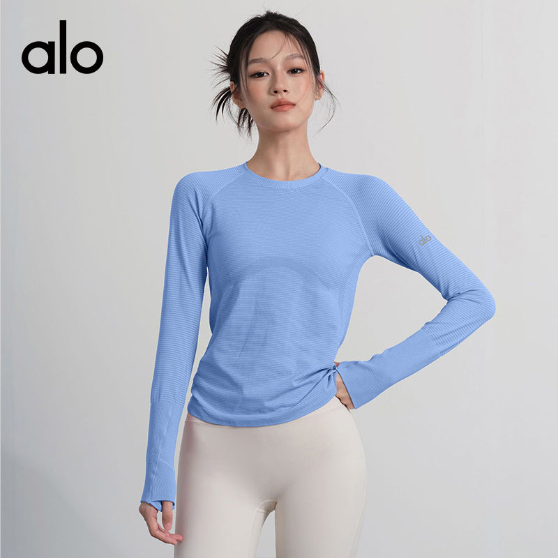 Aloyoga Casual Long-Sleeved Fitness Top - Athletic T-Shirt - Slim-Fitting and Stylish - Undergarment for Layering