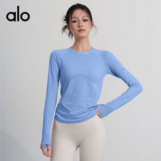 Aloyoga Casual Long-Sleeved Fitness Top - Athletic T-Shirt - Slim-Fitting and Stylish - Undergarment for Layering
