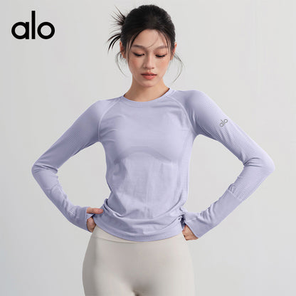 Aloyoga Casual Long-Sleeved Fitness Top - Athletic T-Shirt - Slim-Fitting and Stylish - Undergarment for Layering
