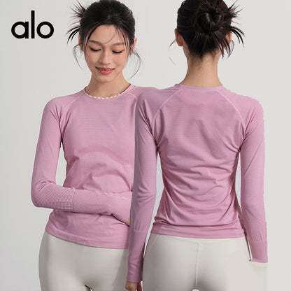 Aloyoga Casual Long-Sleeved Fitness Top - Athletic T-Shirt - Slim-Fitting and Stylish - Undergarment for Layering