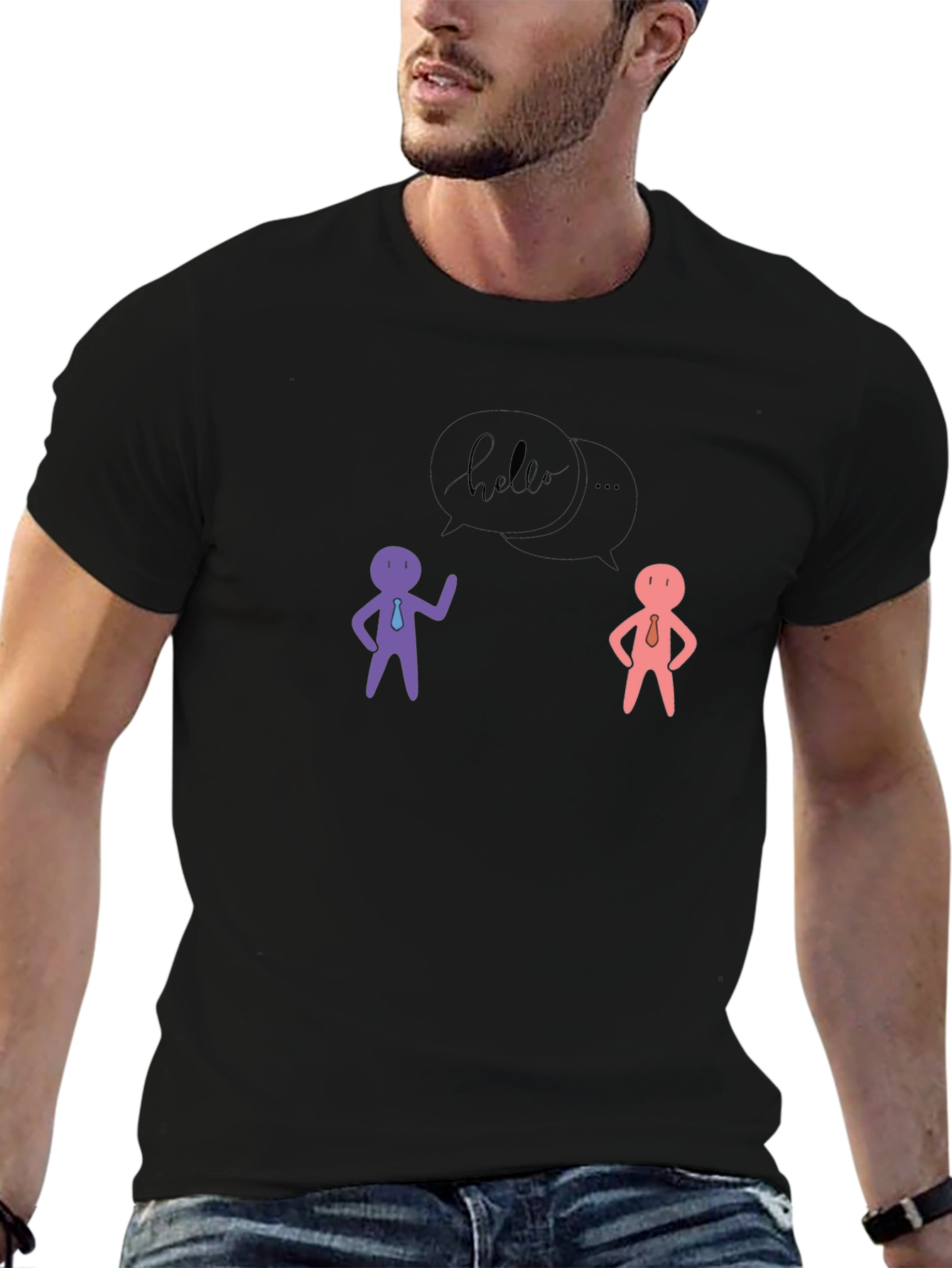 Hello People Black Graphic Tee